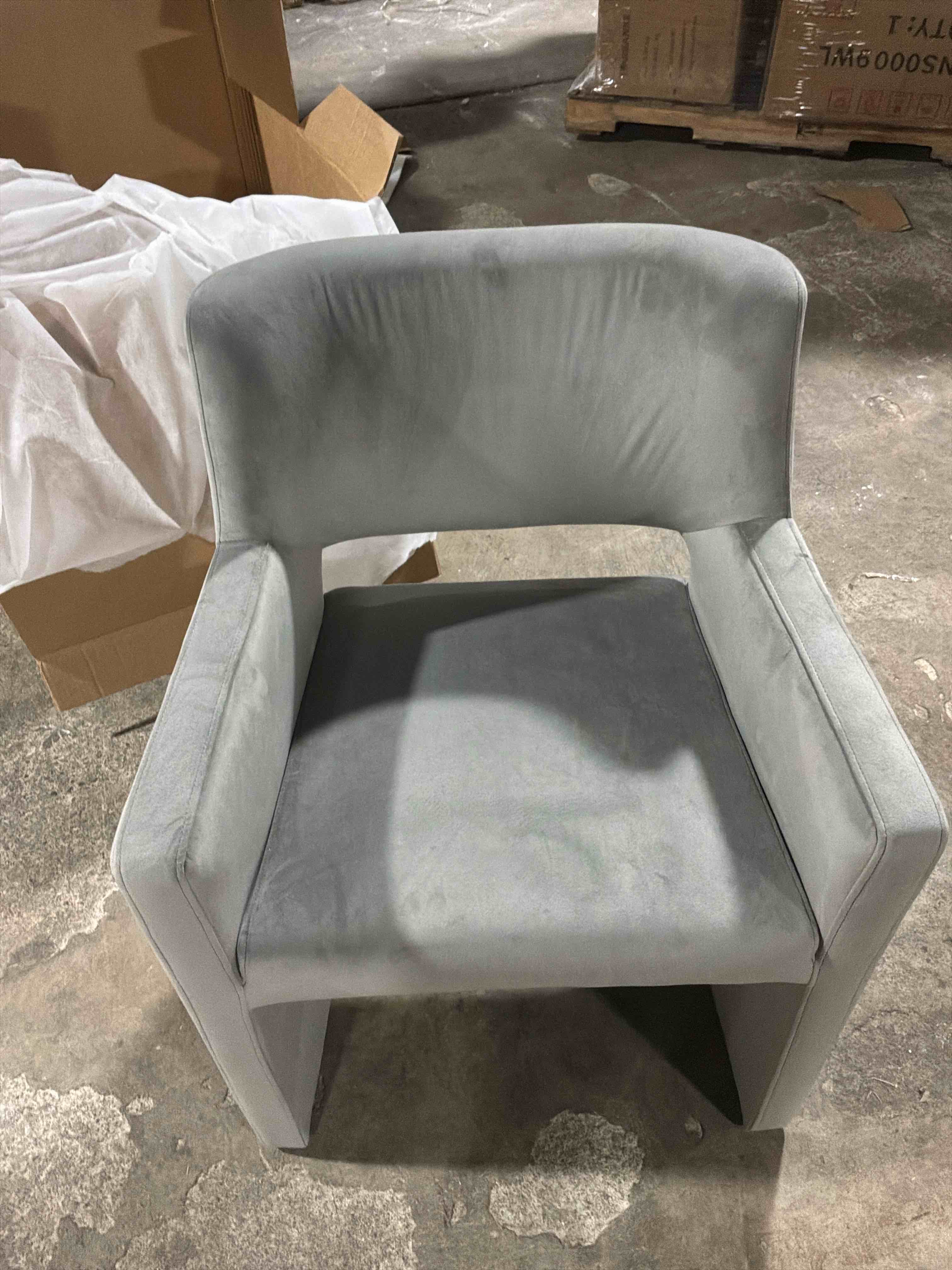 Condition photo showing New/Like New for hambrook velvet upholstered dining chair 