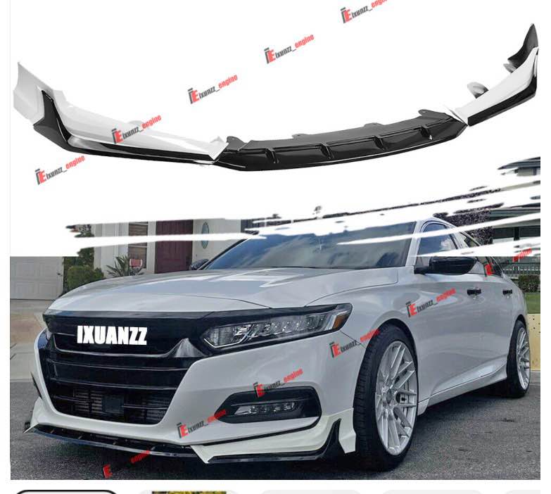 For Honda Accord 2018-2020 Glossy White Pearl Front Bumper Lip Splitter Body Kit