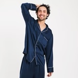 satin long sleeve pj shirt men’s small ocean