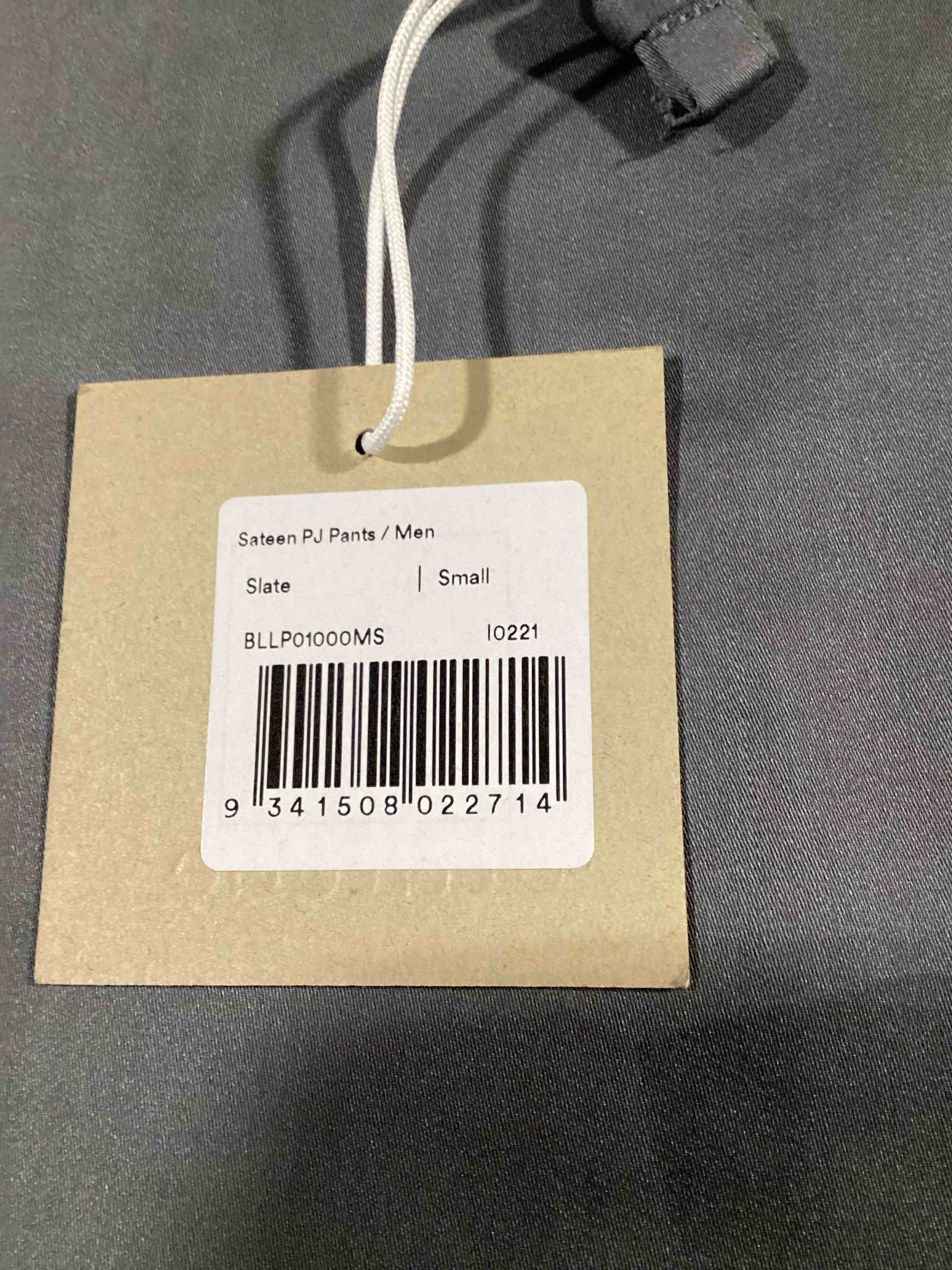 Condition photo showing New/Like New for ettitude sateen pj pants small slate