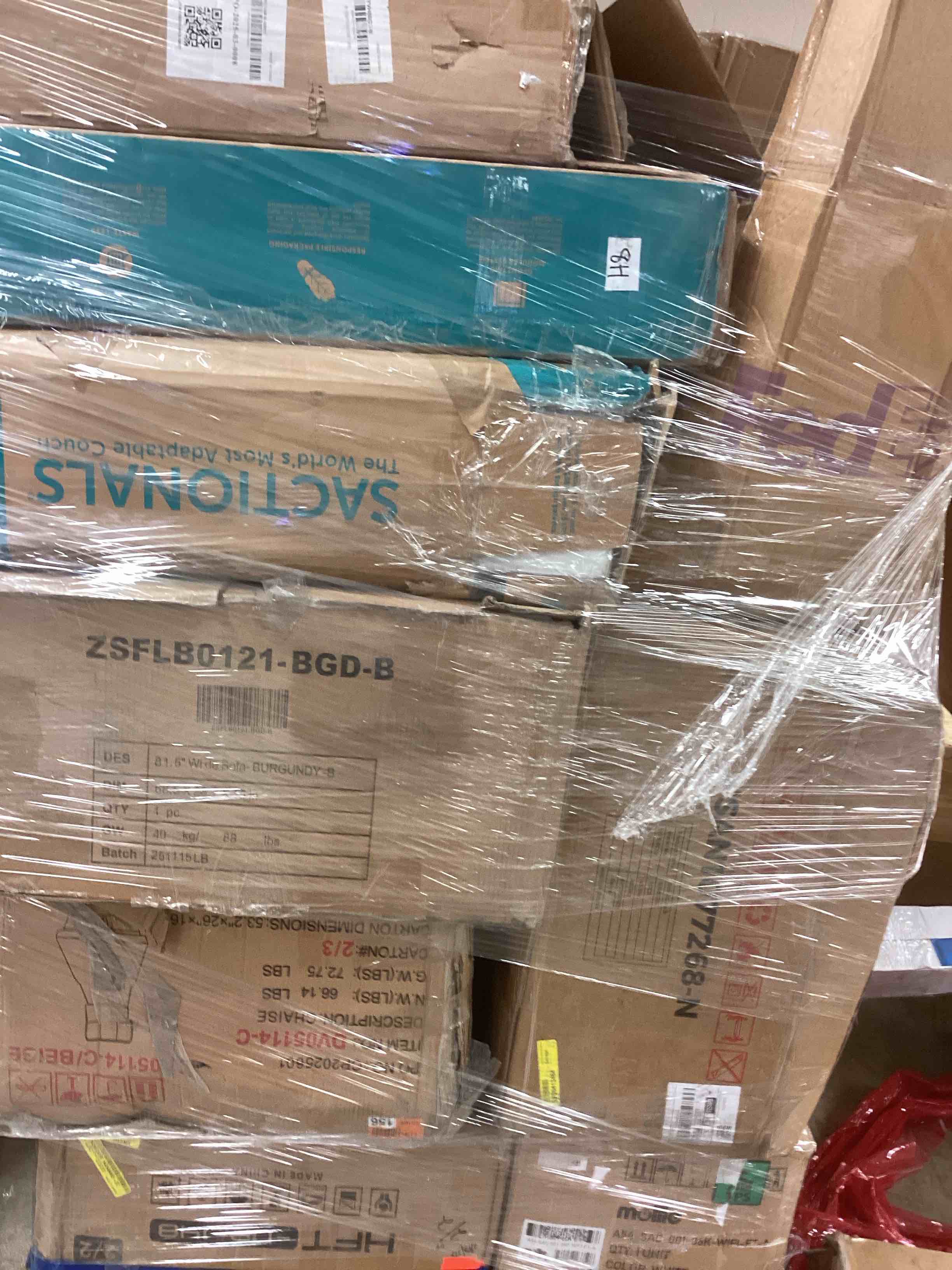 Condition photo showing As Is for pallet lot miscellaneous furniture (incomplete sofas, sectional and more)