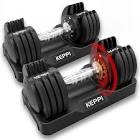 keppi adjustable dumbbells set-25lb/40lb/55lb/60lb, anti-slip metal fast adjust weight handle, exercise & fitness for full body workout - adjustable dumbbell series