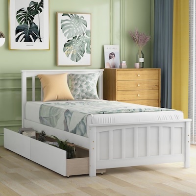 JASMODER White Twin Composite Platform Bed