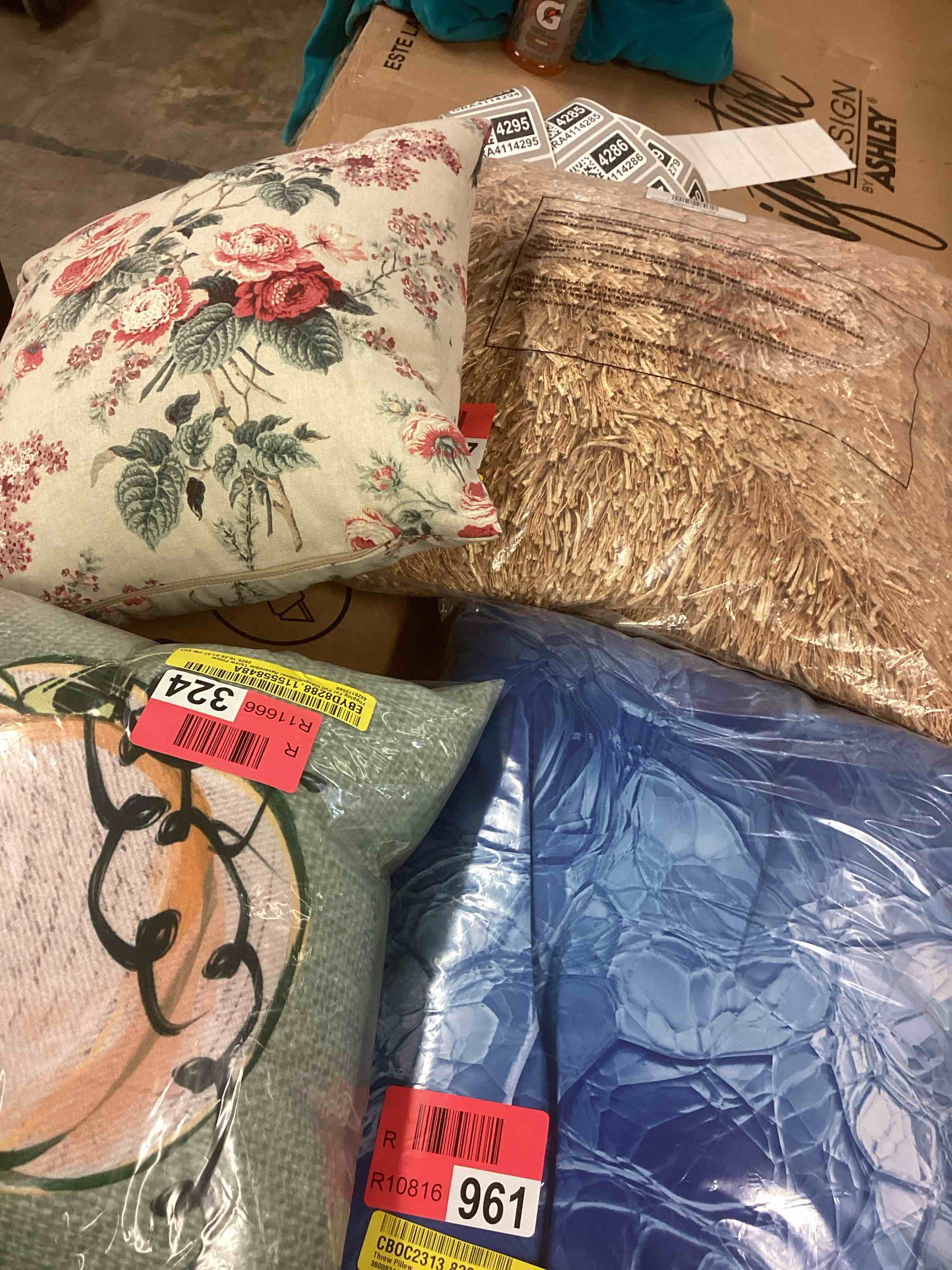 assorted throw pillows 