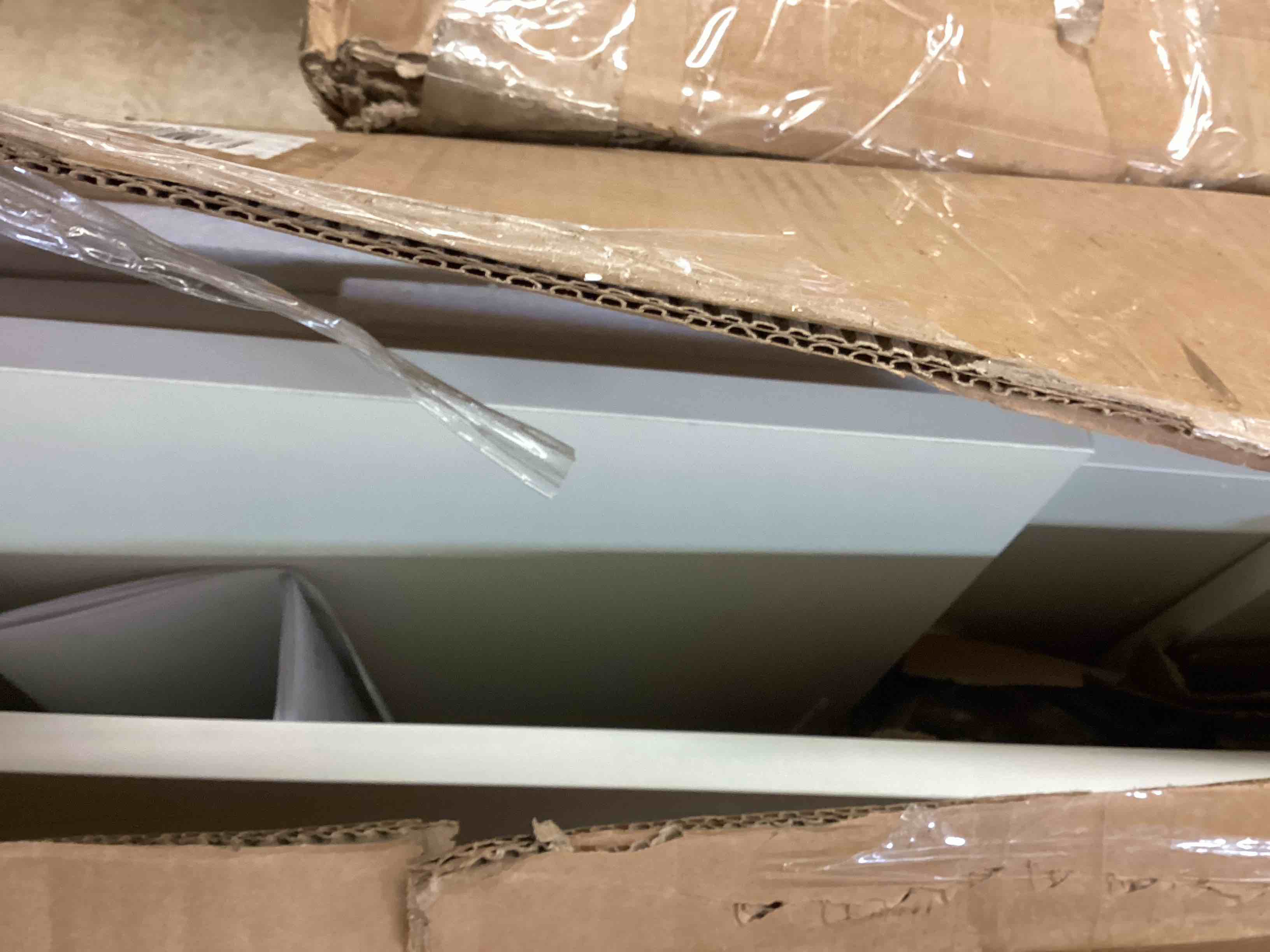Condition photo showing As Is for 70” tv stand with fireplace,white h21012wh04a (incomplete one box of two only)