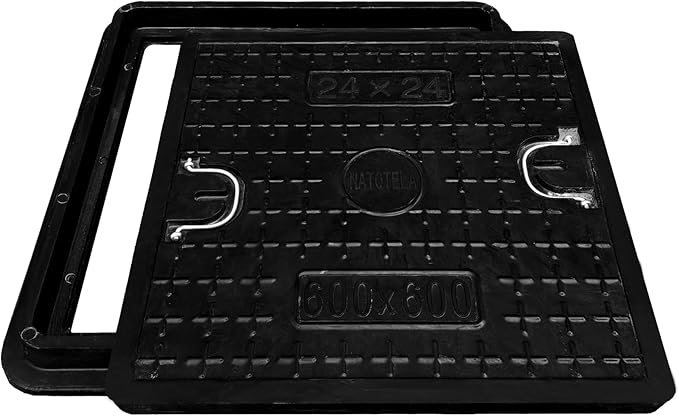square fiberglass manhole cover and frame 28x28, 24x24 solid top lid, clear opening size 21.5x21.5,reinforced steel embedded sewer cover with handles,non-slip recessed sewage basin covers