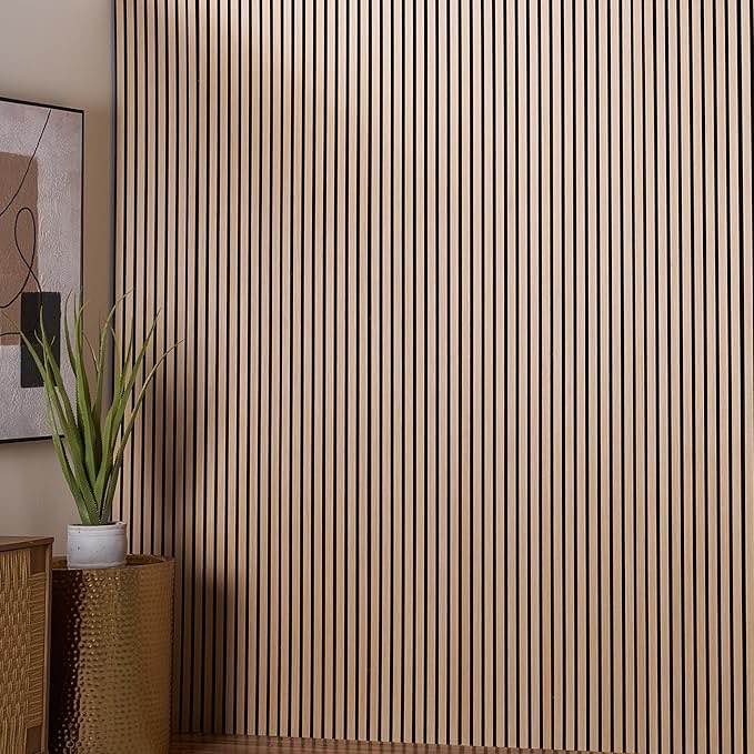 wood panels for wall - oak acoustic wall panels - 2pk wall wood panels - 94.49” x 12 - soundproof wood wall panels for decor - acoustic slat wood wall panels for interior decoration of walls (oak)