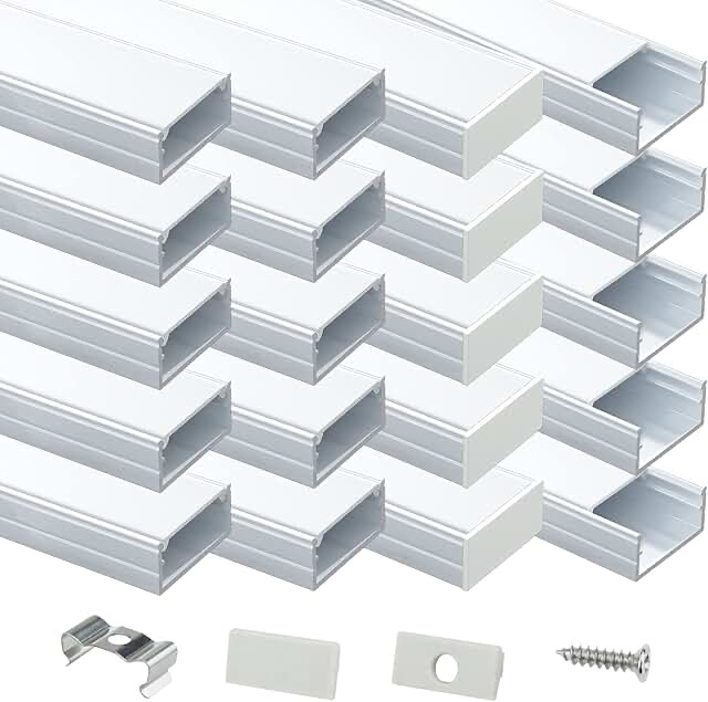 muzata 20pack 6.6ft/2m wider led channel silver aluminum led strips diffuser channel with milky white cover u102 ww 2m 