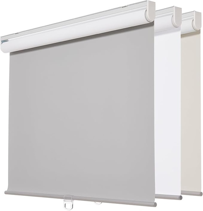 persilux blackout roller blinds for windows, cordless roller shades with valance, thermal insulated fabric window blinds, uv protection shades for home and bedroom (white, 69" w x 72" h)