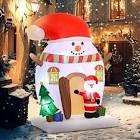 Christmas inflatable snowman house with Santa Claus and Xmas tree