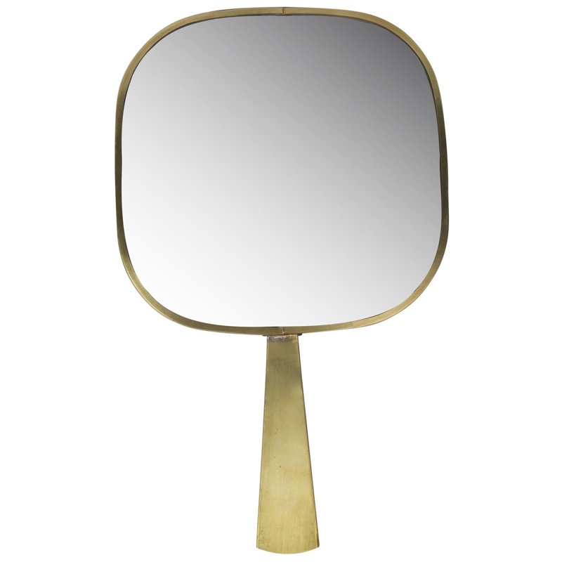 11" golden square frame handheld mirror by everly quinn