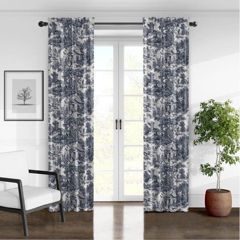 au village toile rod pocket drapery panels - pair au village toile rod pocket drapery panels - pair by 6ix tailors fine linens curtain color: blue | size per panel: 50" w x 108" l