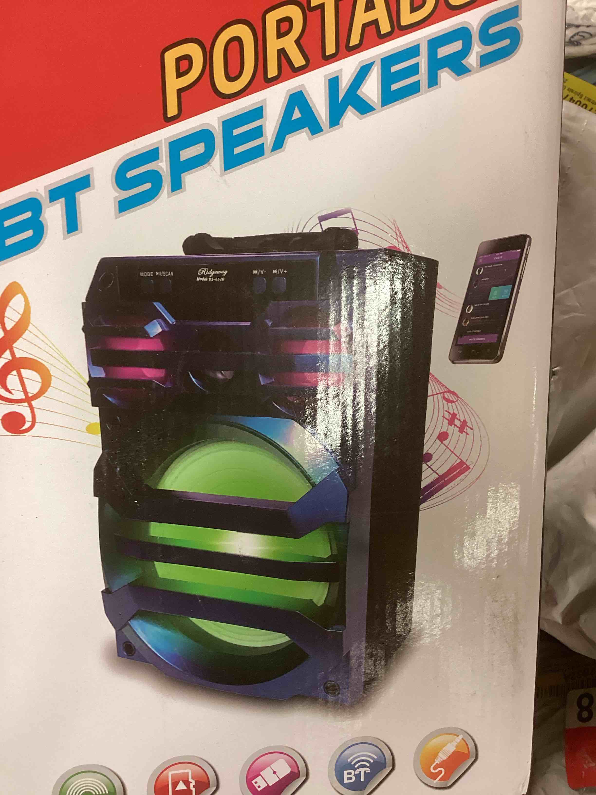 Condition photo showing As Is for ridgeway bs-6520 6.5 inch portable wireless bluetooth speaker