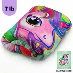 calming kid unicorn weighted blanket by bell + howell, 7lb with glass bead fill