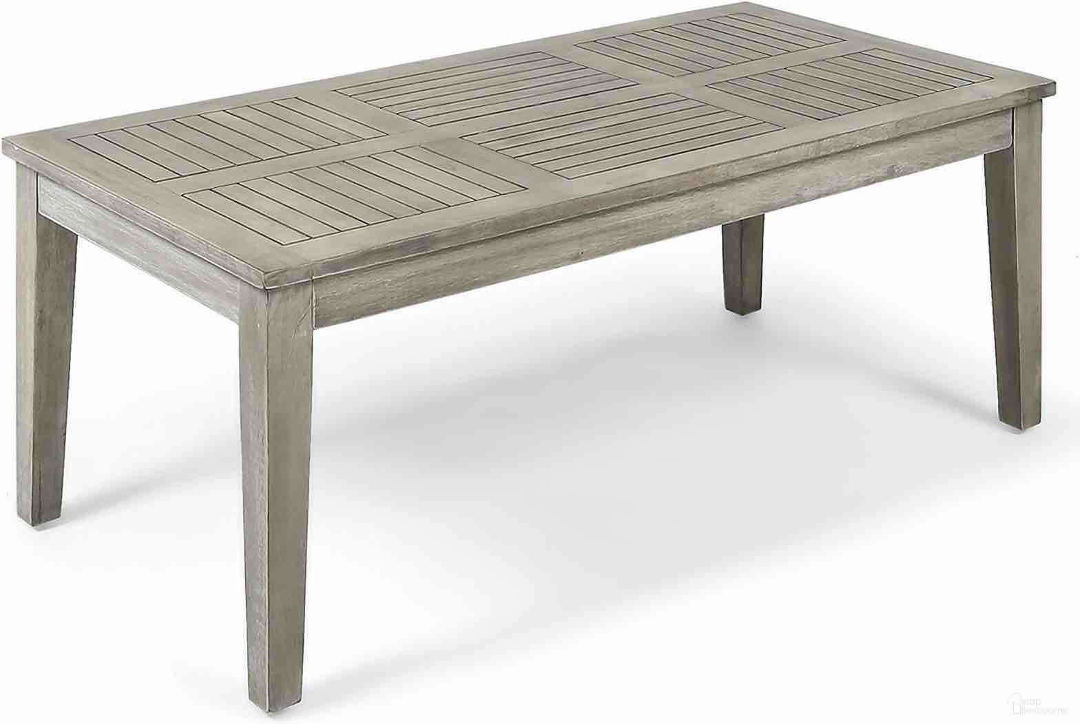 Ingenious Outdoor Acacia Wood Coffee Table with Slat Panel Design In Light Grey