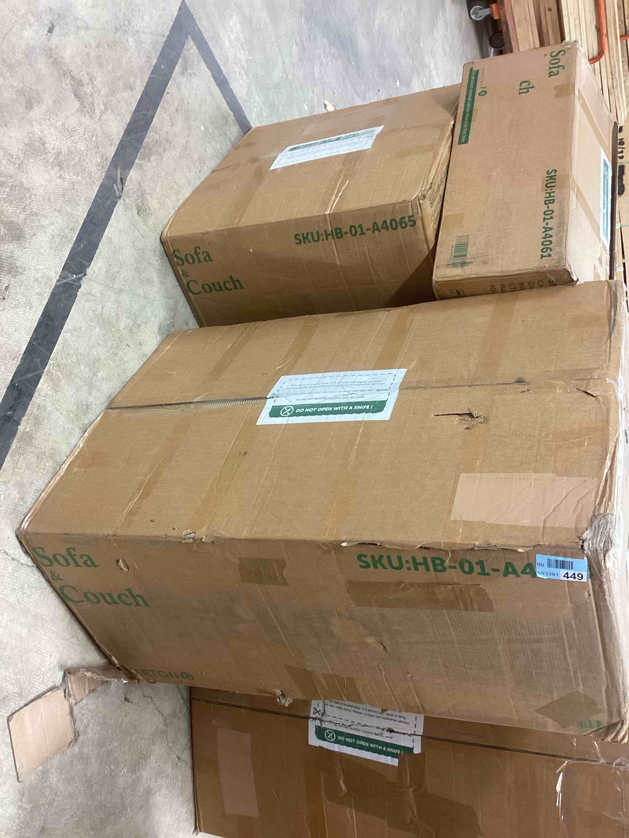 Condition photo showing Good Condition for host 5-piece corduroy pull-out sleeper sectional-(incomplete 4 boxes only)