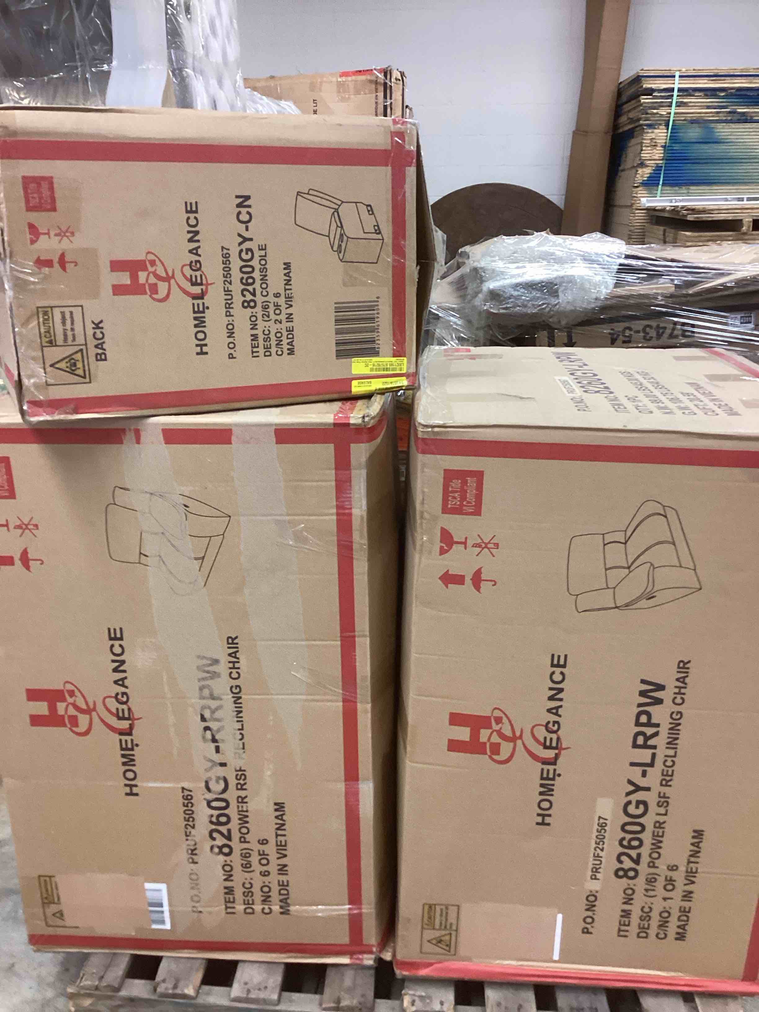 Condition photo showing Good Condition for modular power reclining sectional(incomplete 3 boxes of 6 only)