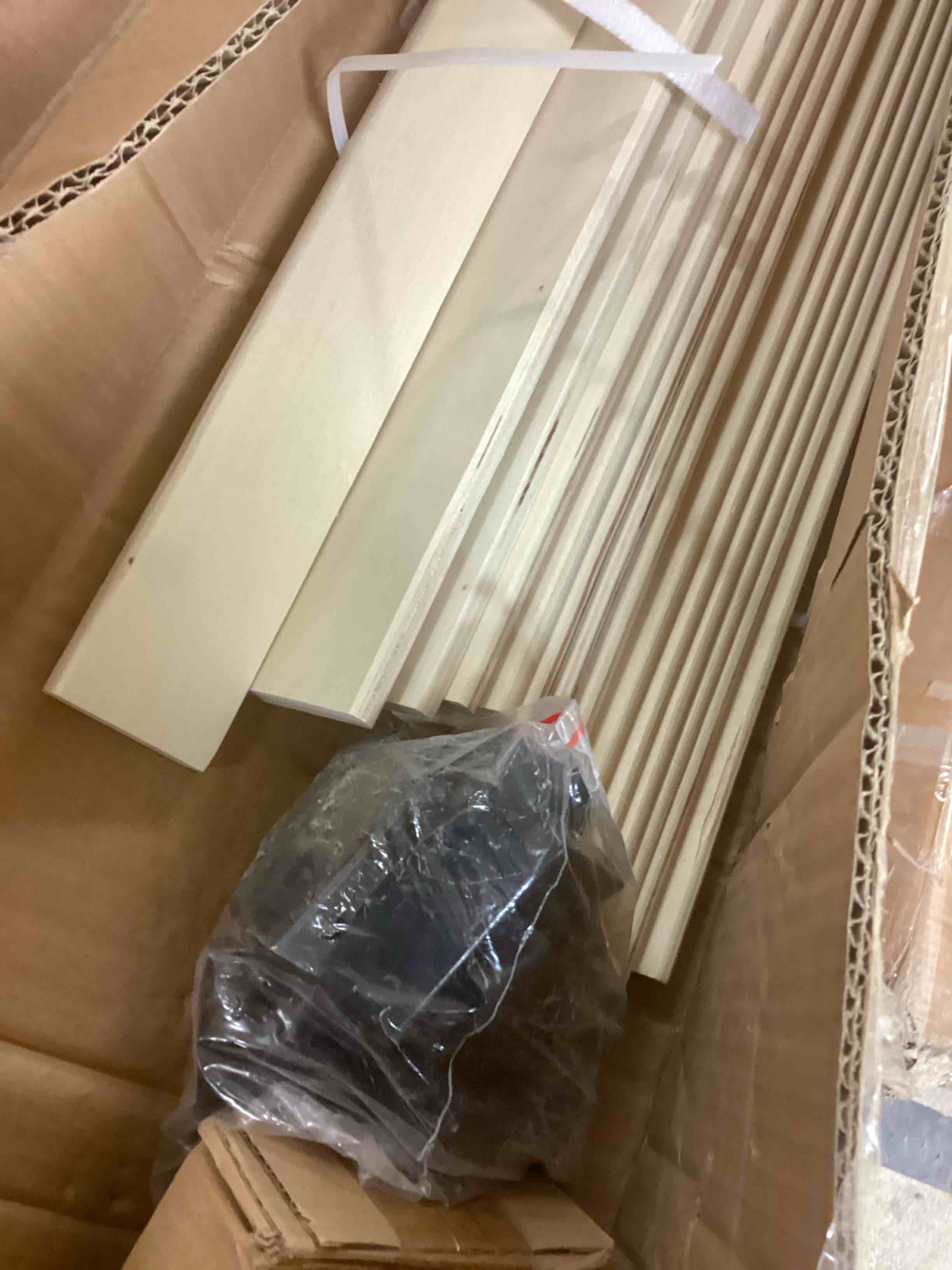 Condition photo showing Good Condition for nexera queen size platform wood bed frame, black (incomplete one box only)