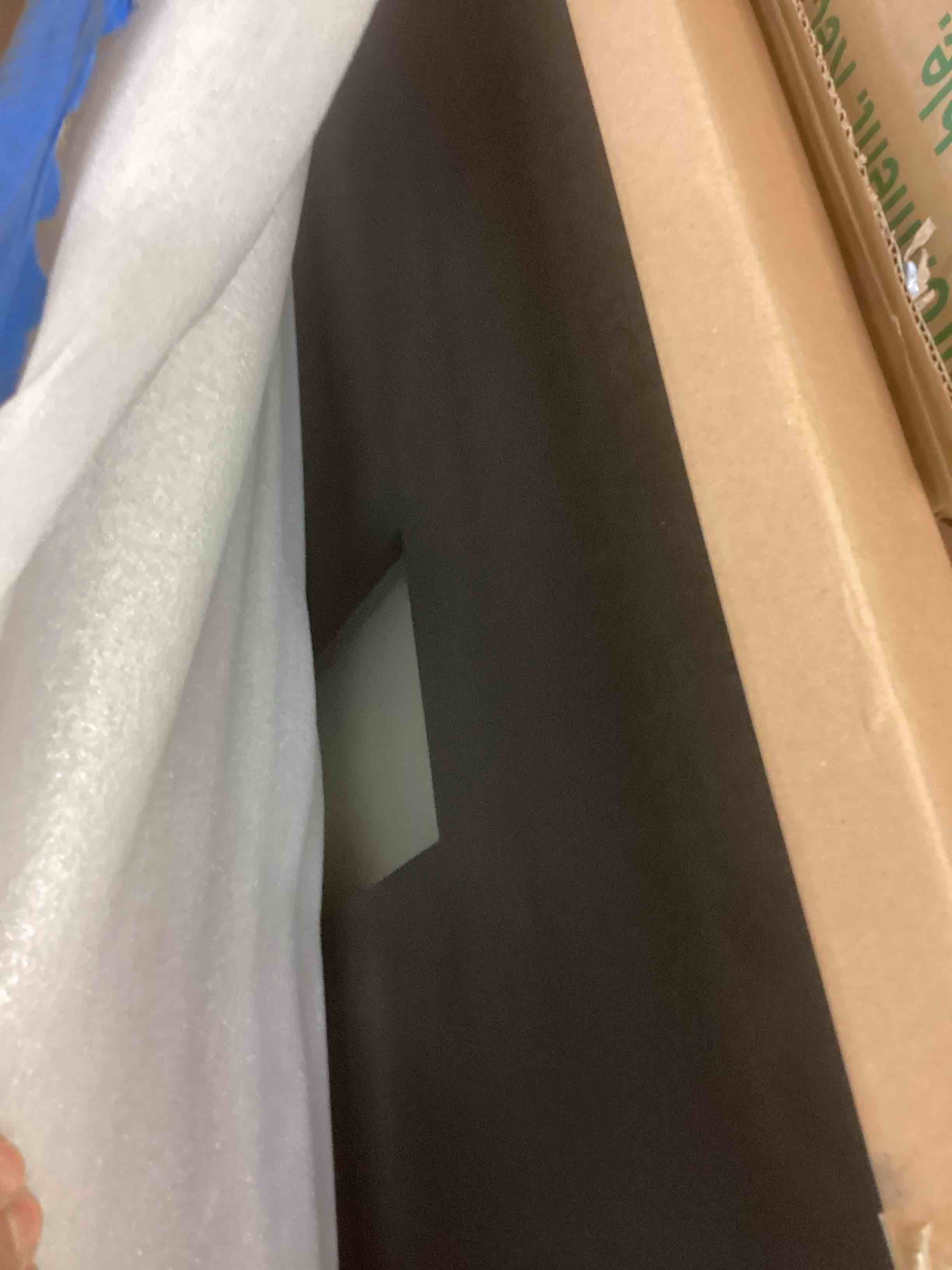 Condition photo showing Good Condition for 36 in. x 80 in. black fiberglass front door with frosted glass 