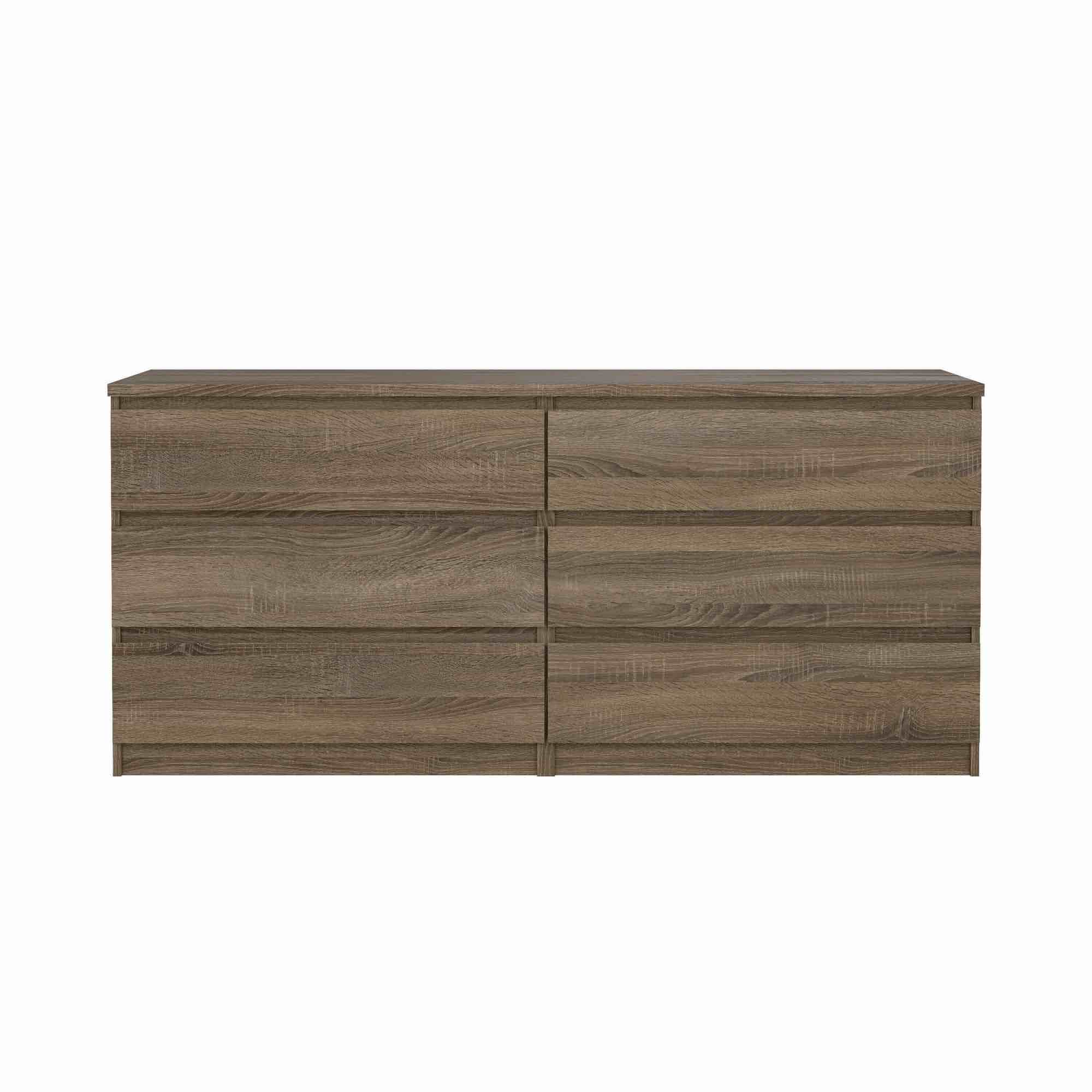 tvilum scottsdale 6 drawer double dresser for adults, truffle oak -incomplete one box of two only 
