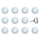 Set of 12, Hand-Painted 1 to 1-1/2 inch Dia. Ceramic Door Knobs, Easy Installation for Doors, Drawers and Cabinets, K000018