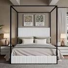 canopy queen bed corduroy,white (incomplete one box of two only)