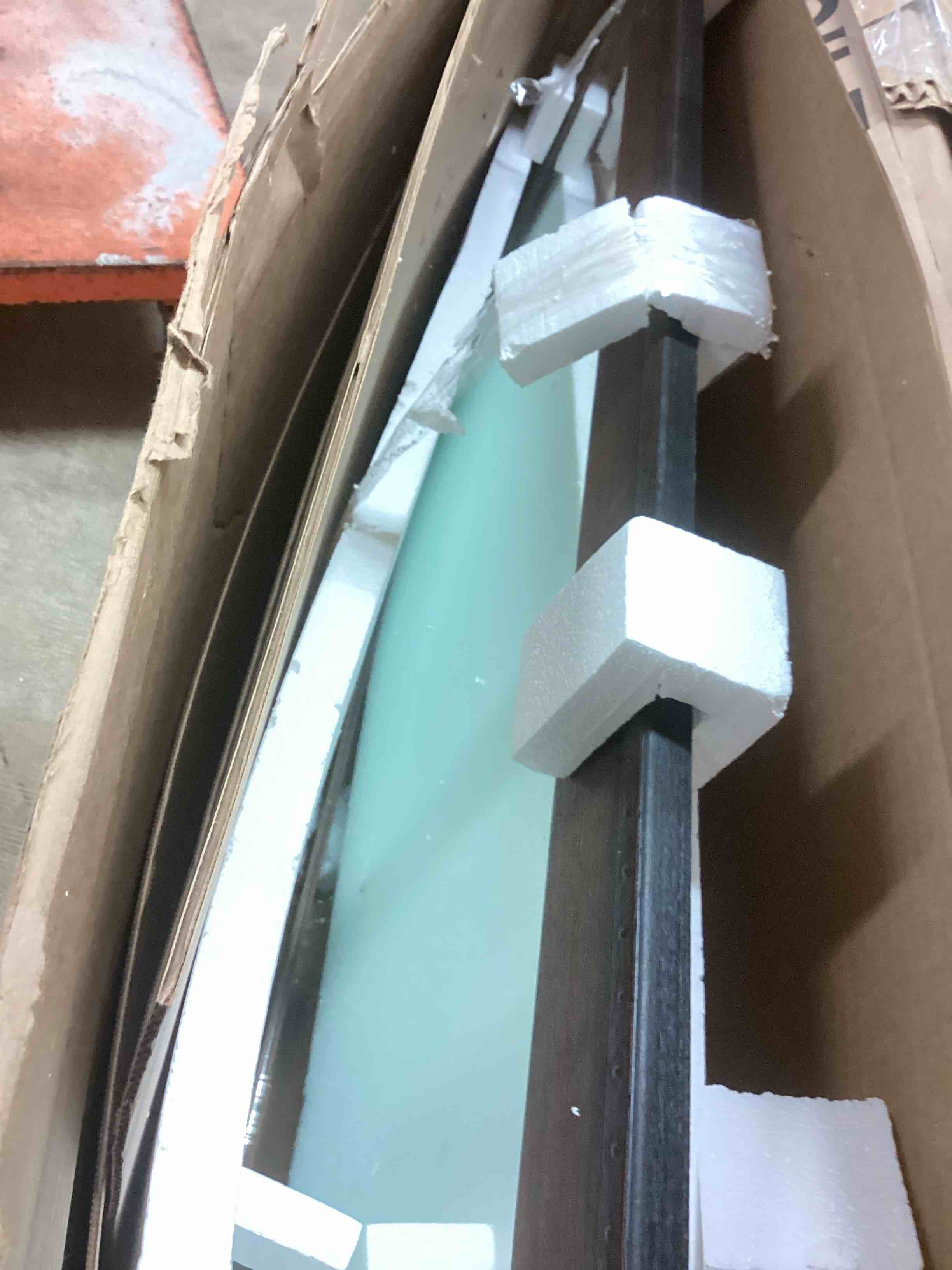 Condition photo showing As Is for lanpphear solid wood mirror 