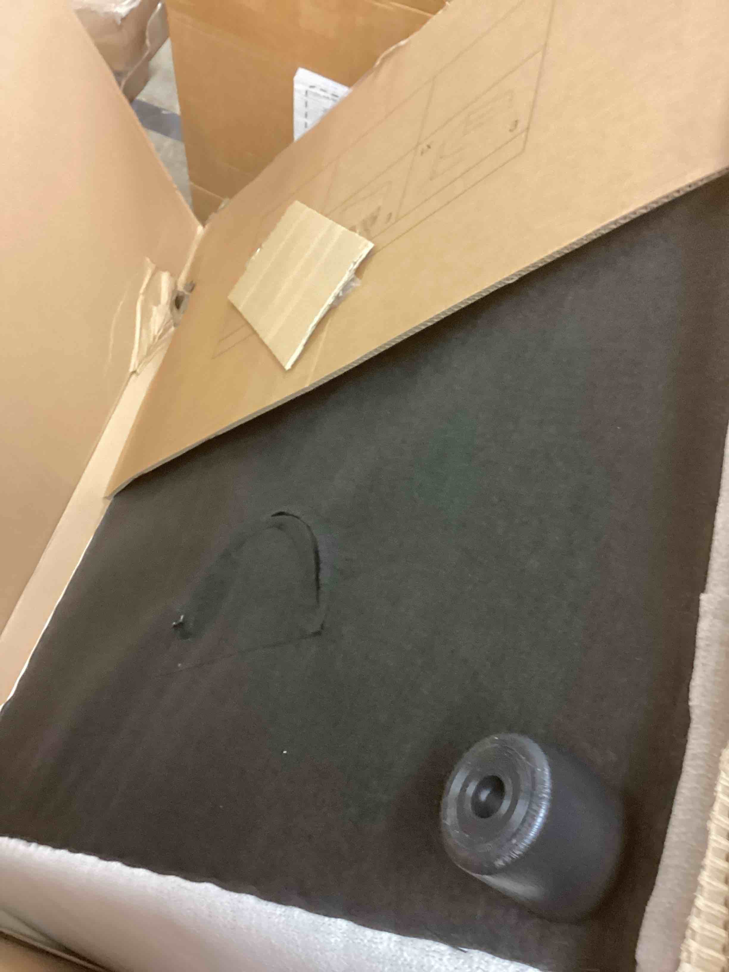 Condition photo showing Good Condition for 5-piece left armrest corner sectional with right curved deep seat, ivory (incomplete one box only)