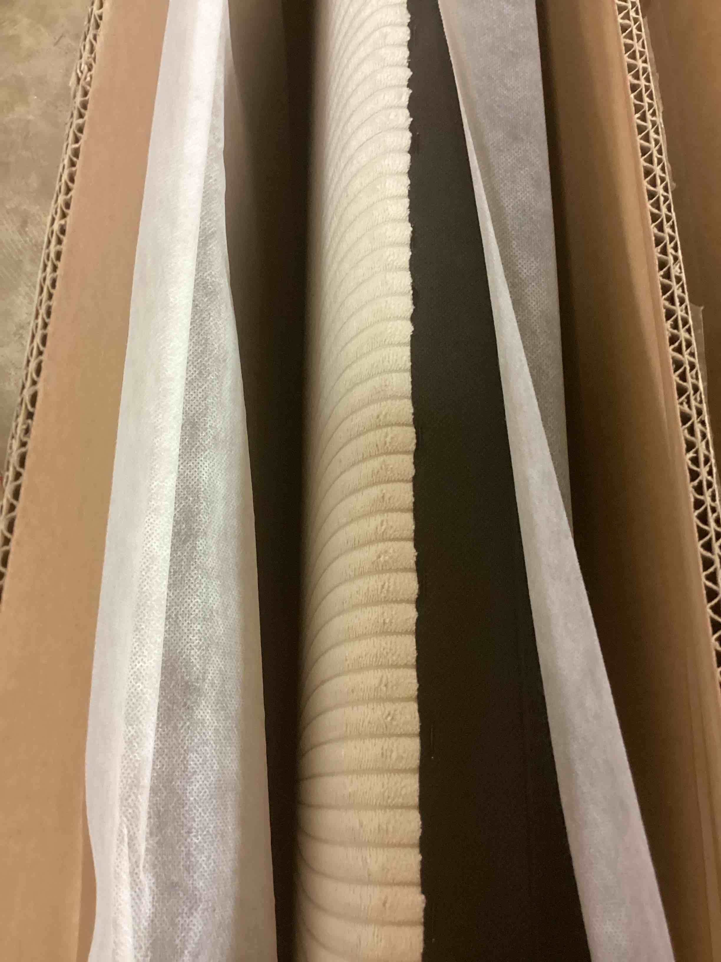 Condition photo showing Good Condition for white plywood frame queen size upholstered platform bed with lift-up storage supported by metal and wooden slats ( incomplete one box only)