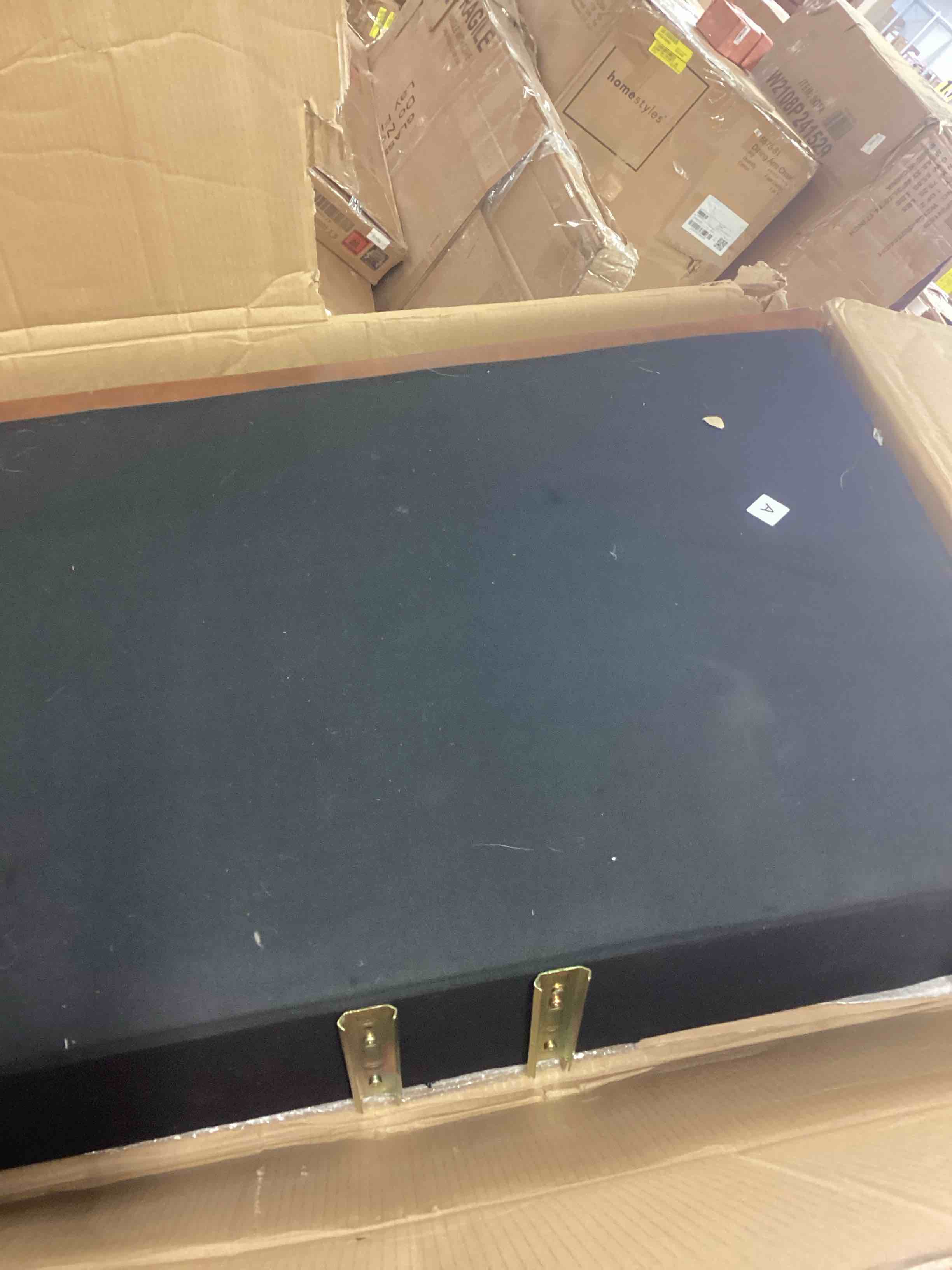 Condition photo showing As Is for 3-seater sofa brown (incomplete one box only)