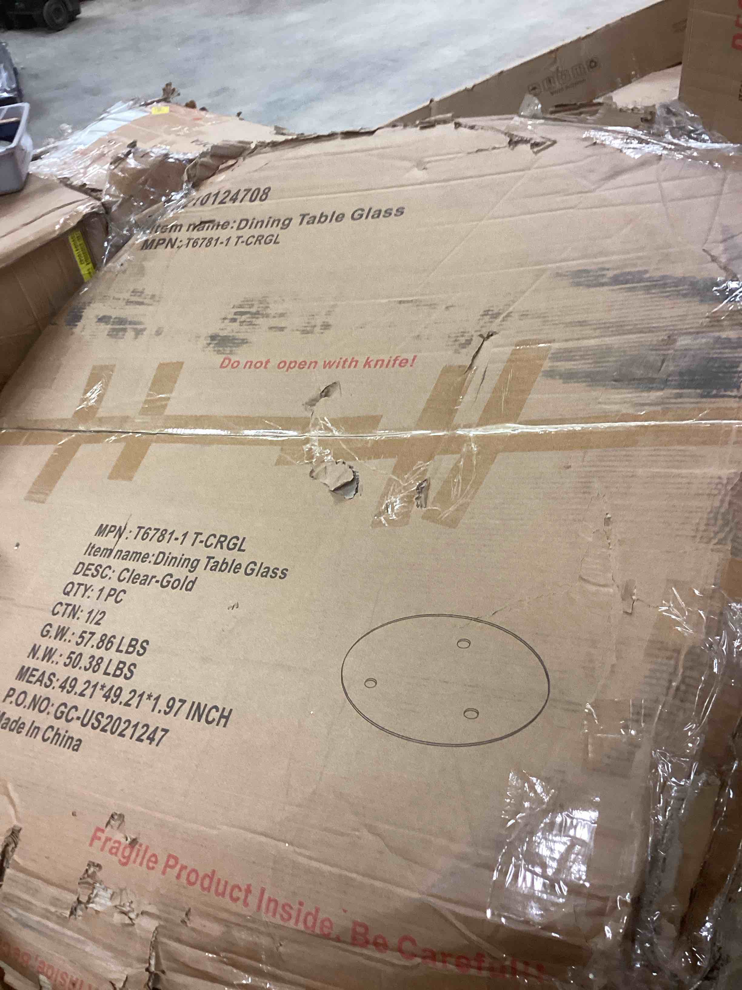 Condition photo showing Good Condition for modern simple glass table, high-quality tempered glass & metal material, multifunctional office learning table, ideal for home (incomplete top only)