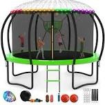 gvdv 12ft outdoor trampoline, backyard recreational pumpkin trampoline for kids