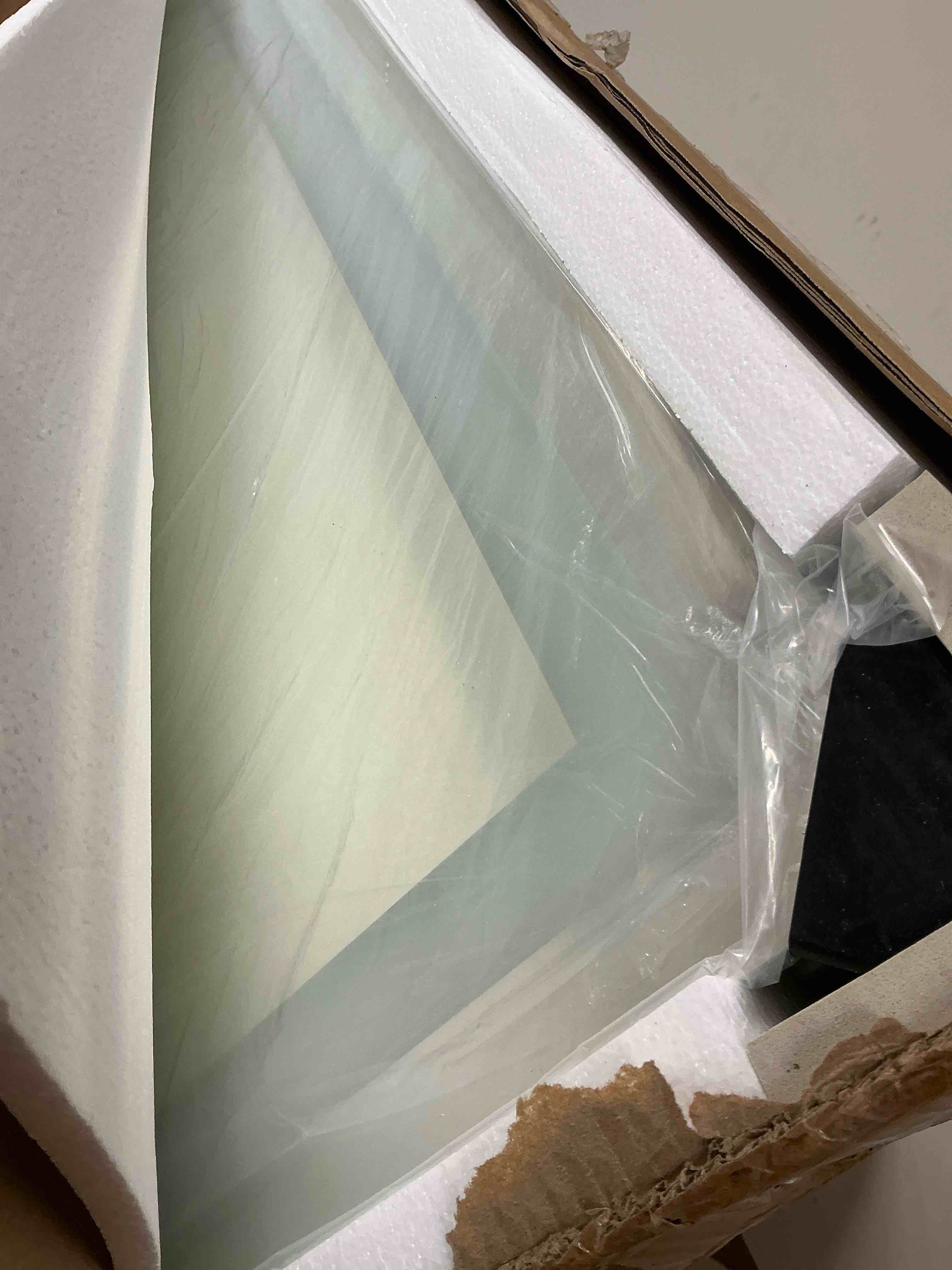 Condition photo showing Good Condition for 59 in. w x 40 in. h rectangular tempered glass frameless anti-fog