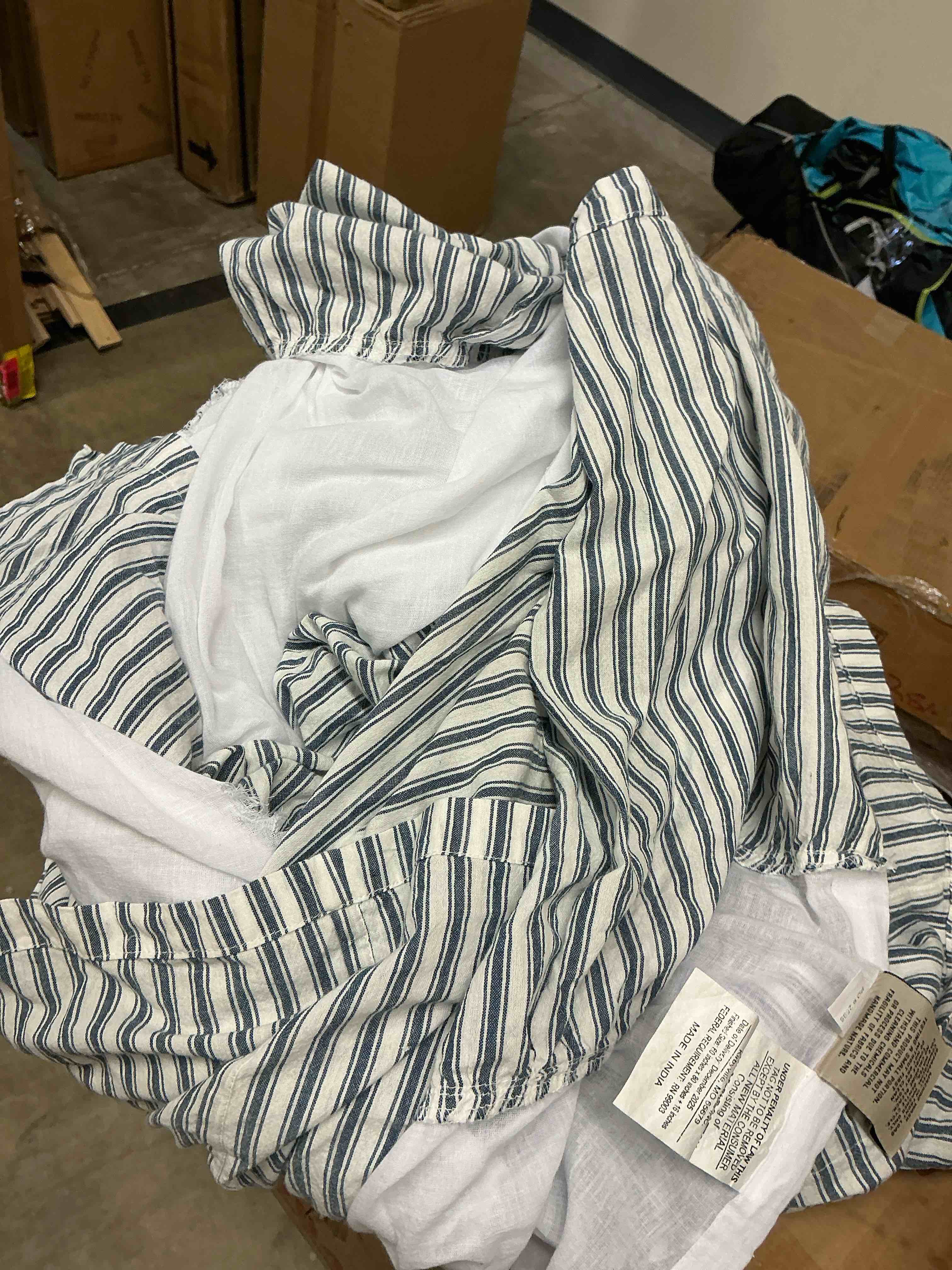 Condition photo showing As Is for sawyer mill tailored bed skirt blue queen 