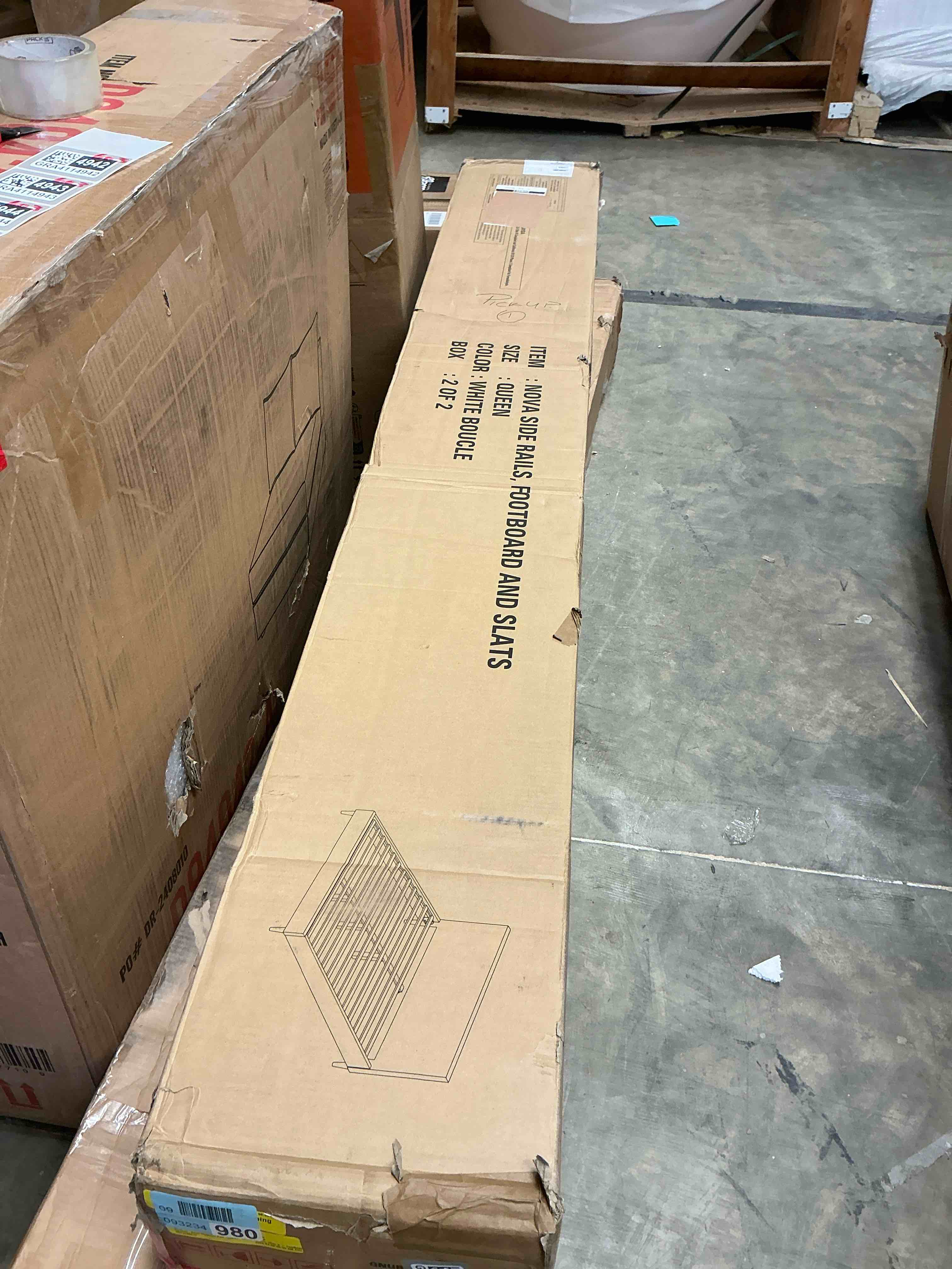 Condition photo showing Good Condition for nova boucle platform bed queen white boucle(incomplete box 2/2)
