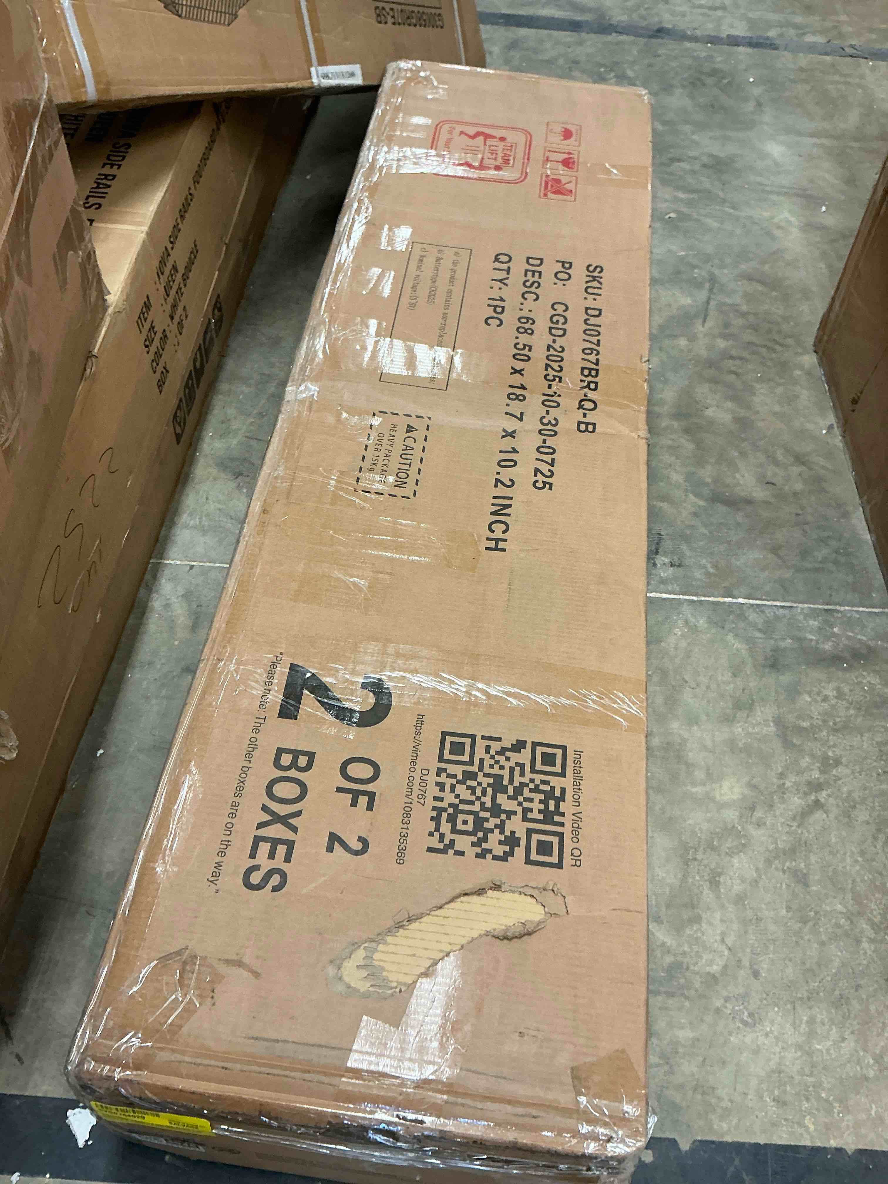 Condition photo showing Good Condition for murphy wall bed with led lights, no box spring needed, for home office(incomplete box 2/2)