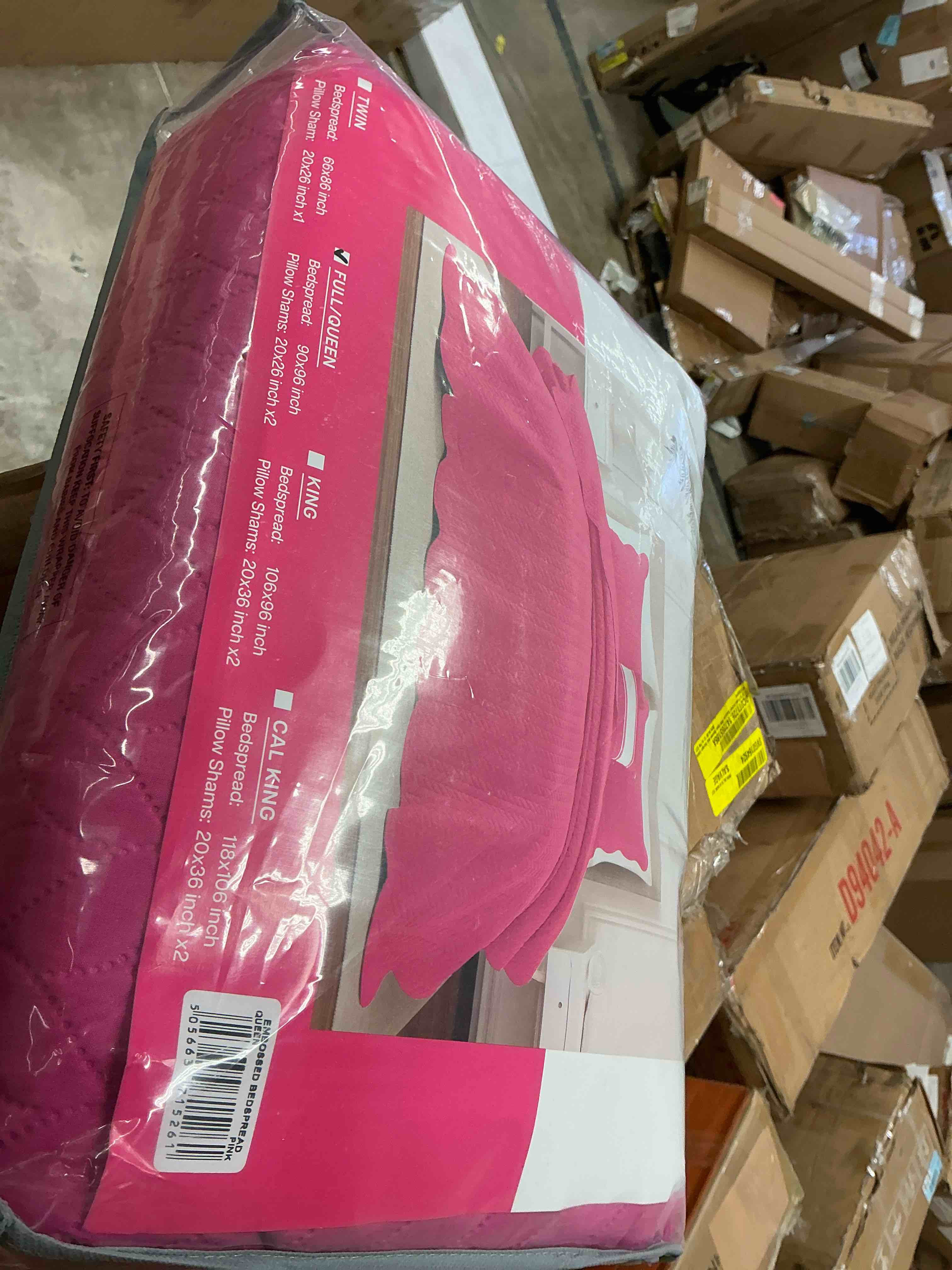 Condition photo showing New/Like New for microfiber embossed queen quilt sets| hotel-quality bedspread pink