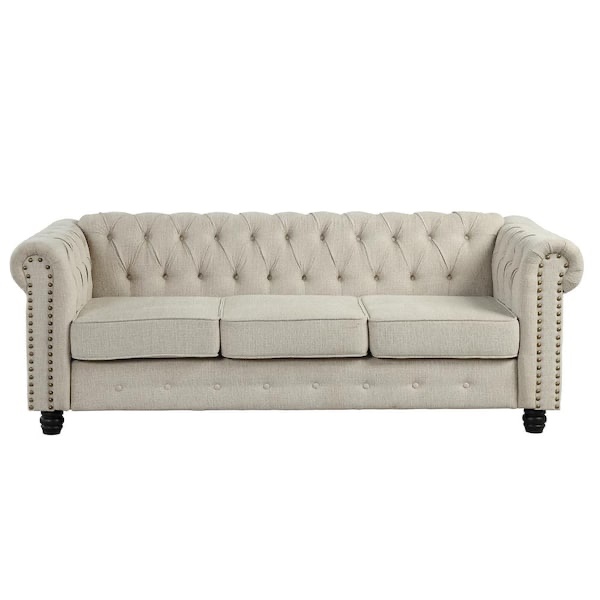 Round Arm 3-Seater Removable Cushions Sofa(Only 2 Armless)