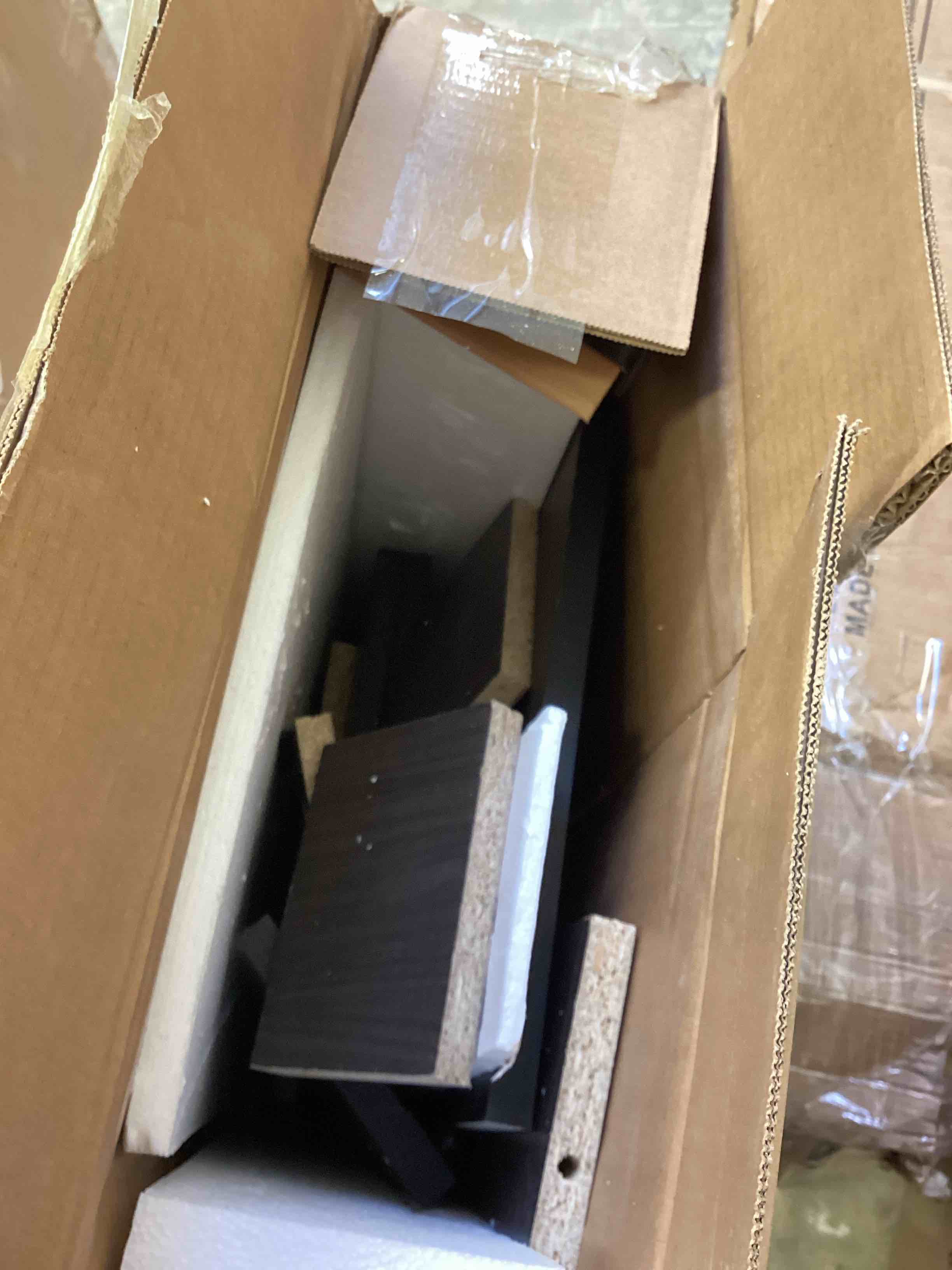 Condition photo showing As Is for kaenen 3 piece bedroom set with bed & 2 floating nightstands by wrought studio™ (incomplete box #1 only )  