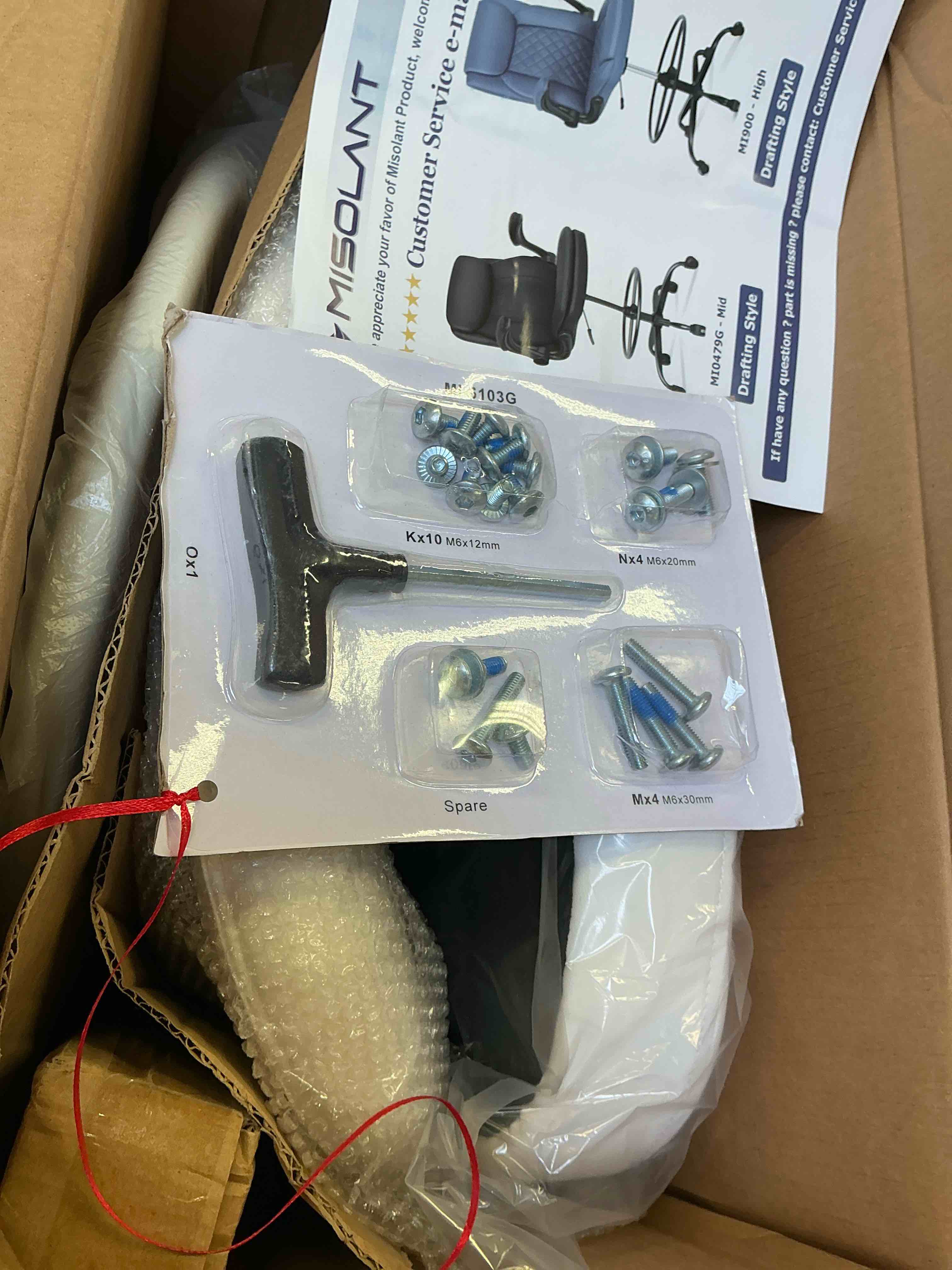 Condition photo showing New/Like New for misolant tall office chair, drafting chair for standing desk, office chair with adjustable lumbar support, flip-up arm and move footrest ring, ergonomic desk chair home office chair, 400lbs(gray)