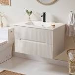 erommy 24/30 inch floating bathroom vanity with sink, modern sink cabinet with 2 drawers and soft-close design (incomplete box1 of 2) 