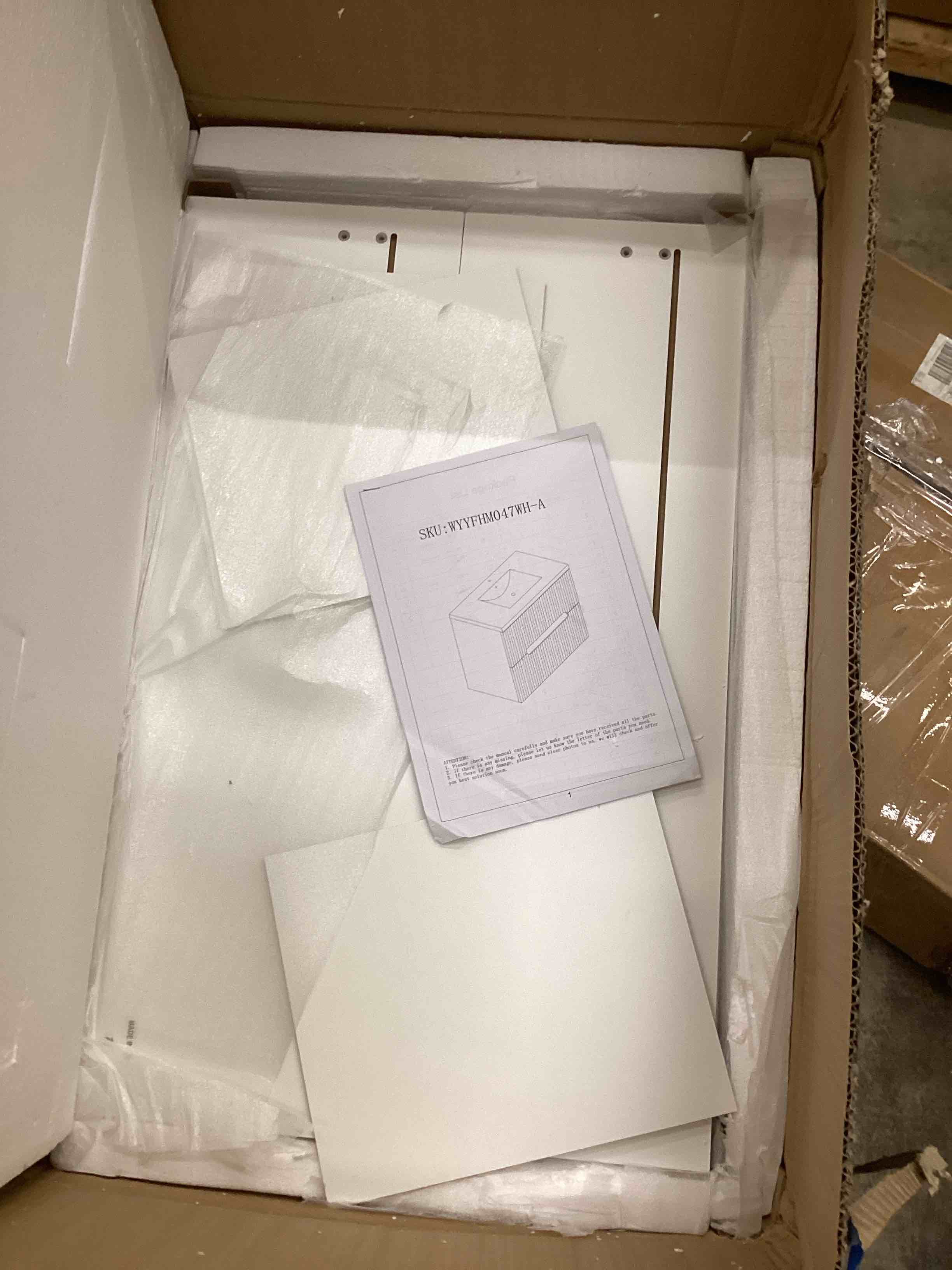 Condition photo showing Good Condition for erommy 24/30 inch floating bathroom vanity with sink, modern sink cabinet with 2 drawers and soft-close design (incomplete box1 of 2) 
