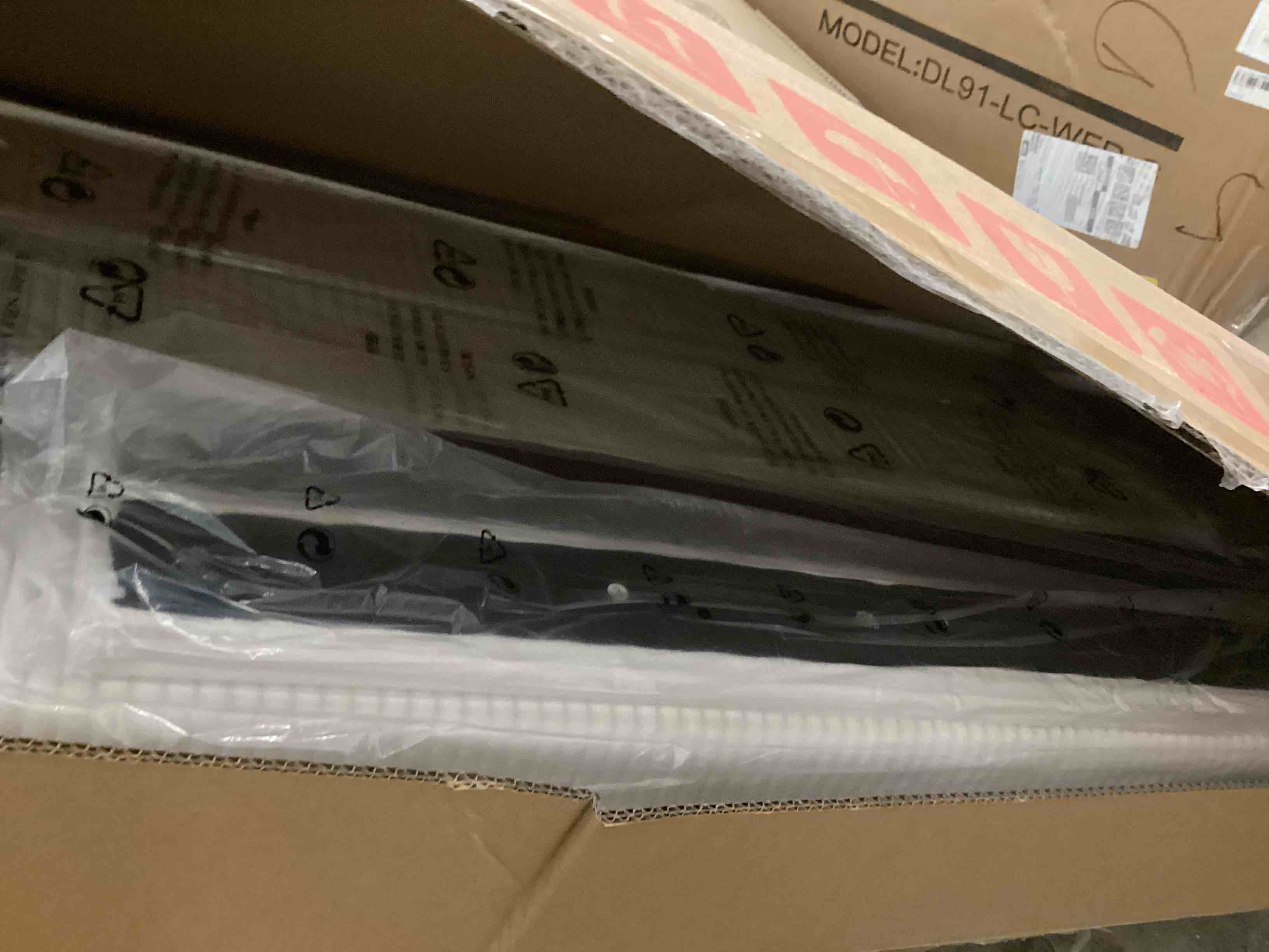Condition photo showing New/Like New for bestier full bed frame with adjustable headboard, led lighting, vertical channel tufted corduroy upholstered, solid wooden slats support, no box spring needed, never squeaks, easy assembly, beige