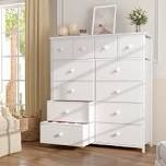 white dresser for bedroom with 12 drawers, tall dressers for bedroom, fabric dressers & chest of drawers for closet, nursery, girls, 40.6" w x 11.8" d x 43.7" h