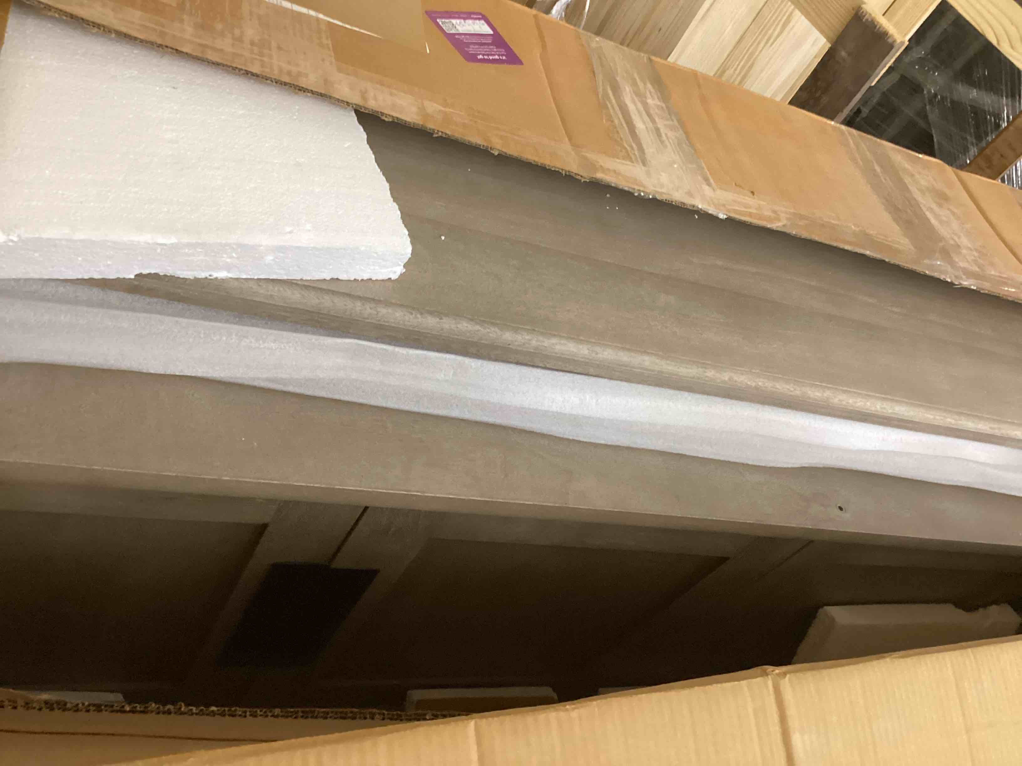 Condition photo showing Good Condition for 68202-ab - braxton i light brown wood and iron three shelf shelving unit 81.5l x 18.5w x 90 (incomplete only box b ) 