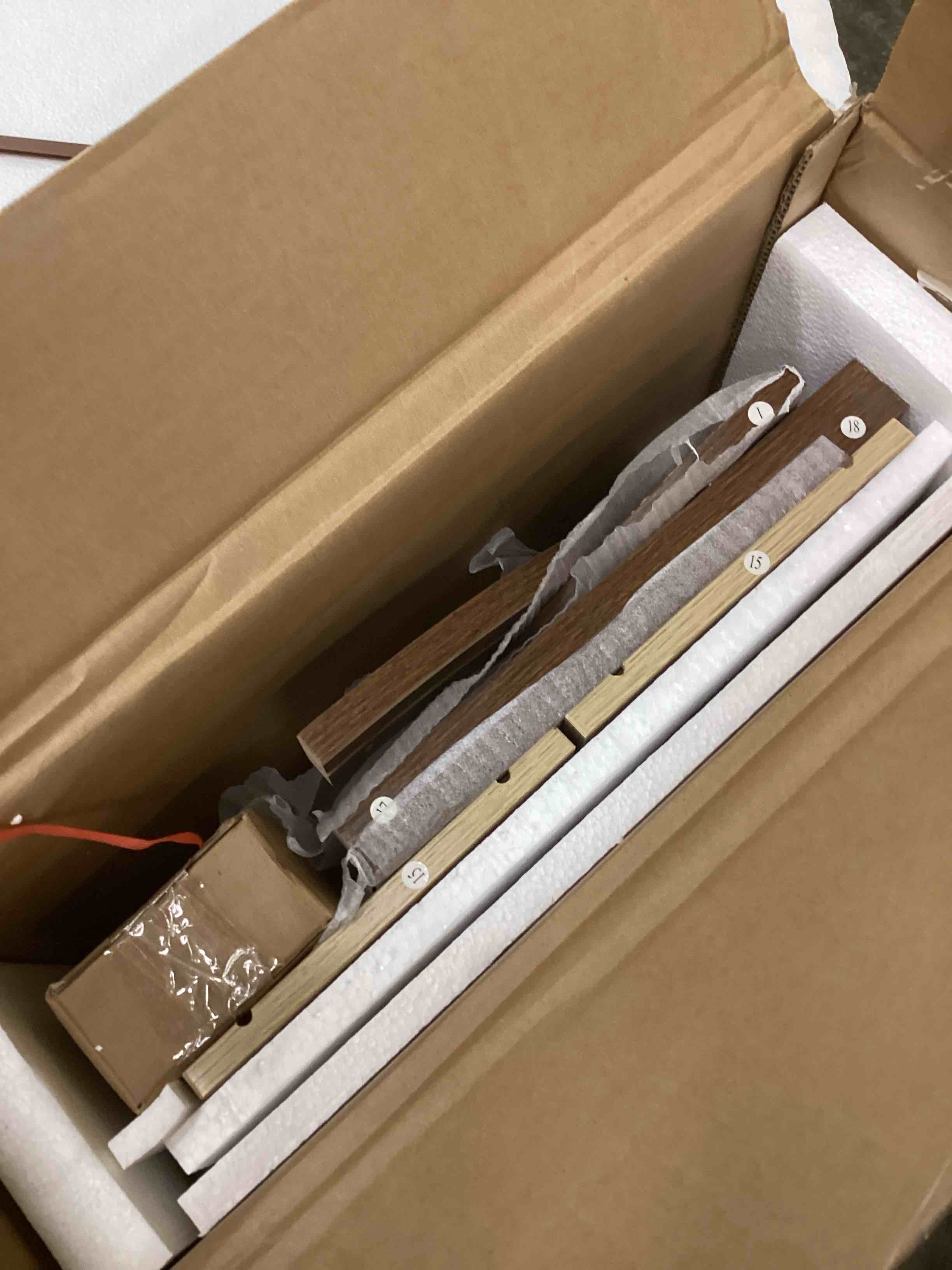 Condition photo showing New/Like New for eyythung brown arched wall cabinet, large wood bathroom medicine cabinet wall mounted cupboard, modern floating storage cabinet with acrylic door adjustable shelf, wood organizer (brown-oak)