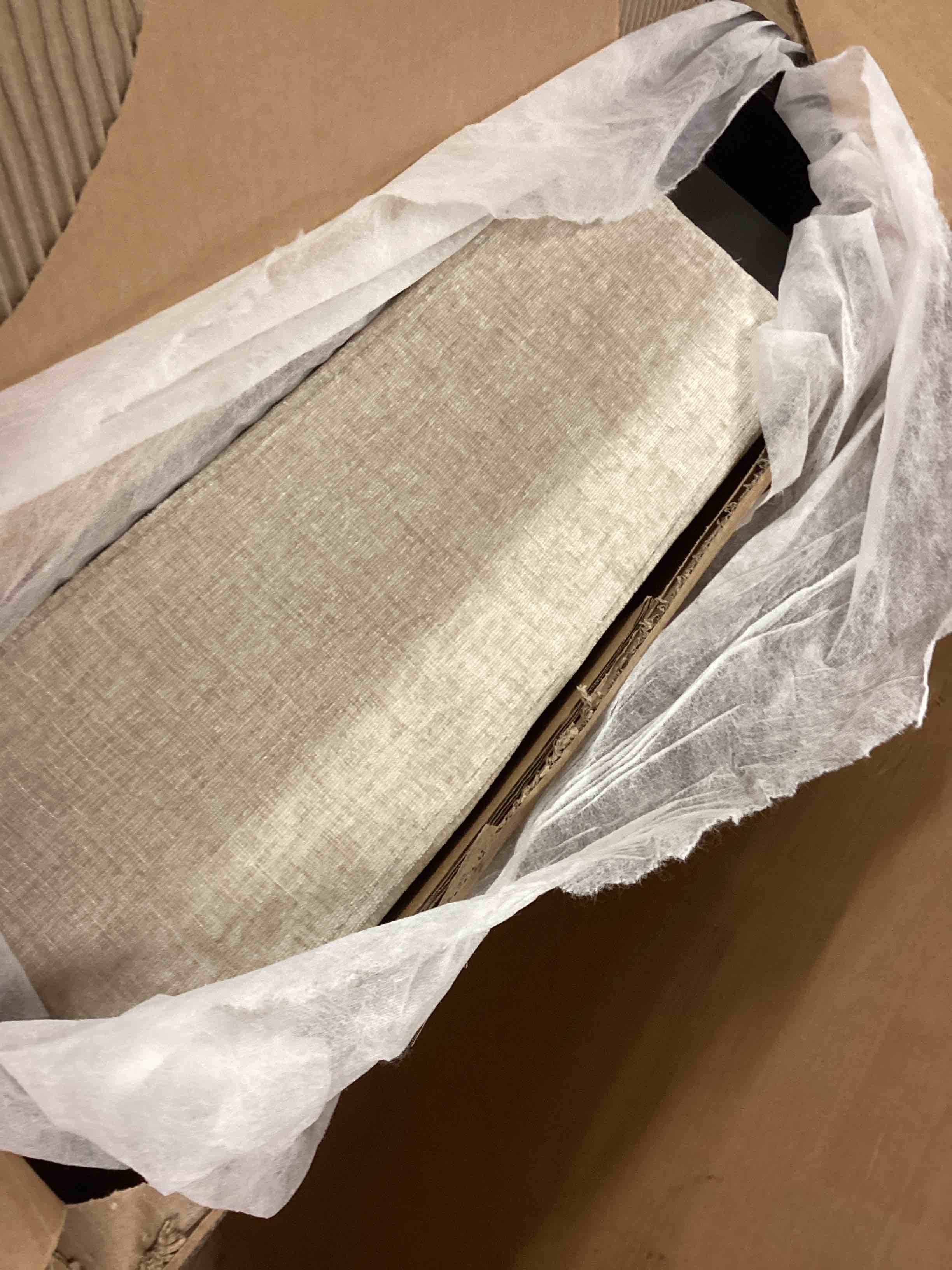 Condition photo showing As Is for neah full size sofa bed with slim arms, box 1 only 