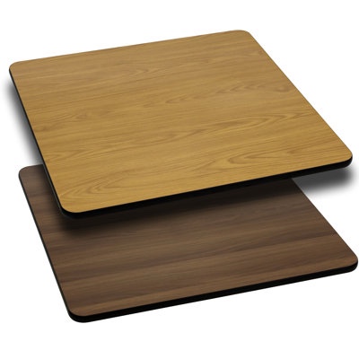 flash furniture glenbrook 30'' square table top with natural or walnut reversible laminate top
