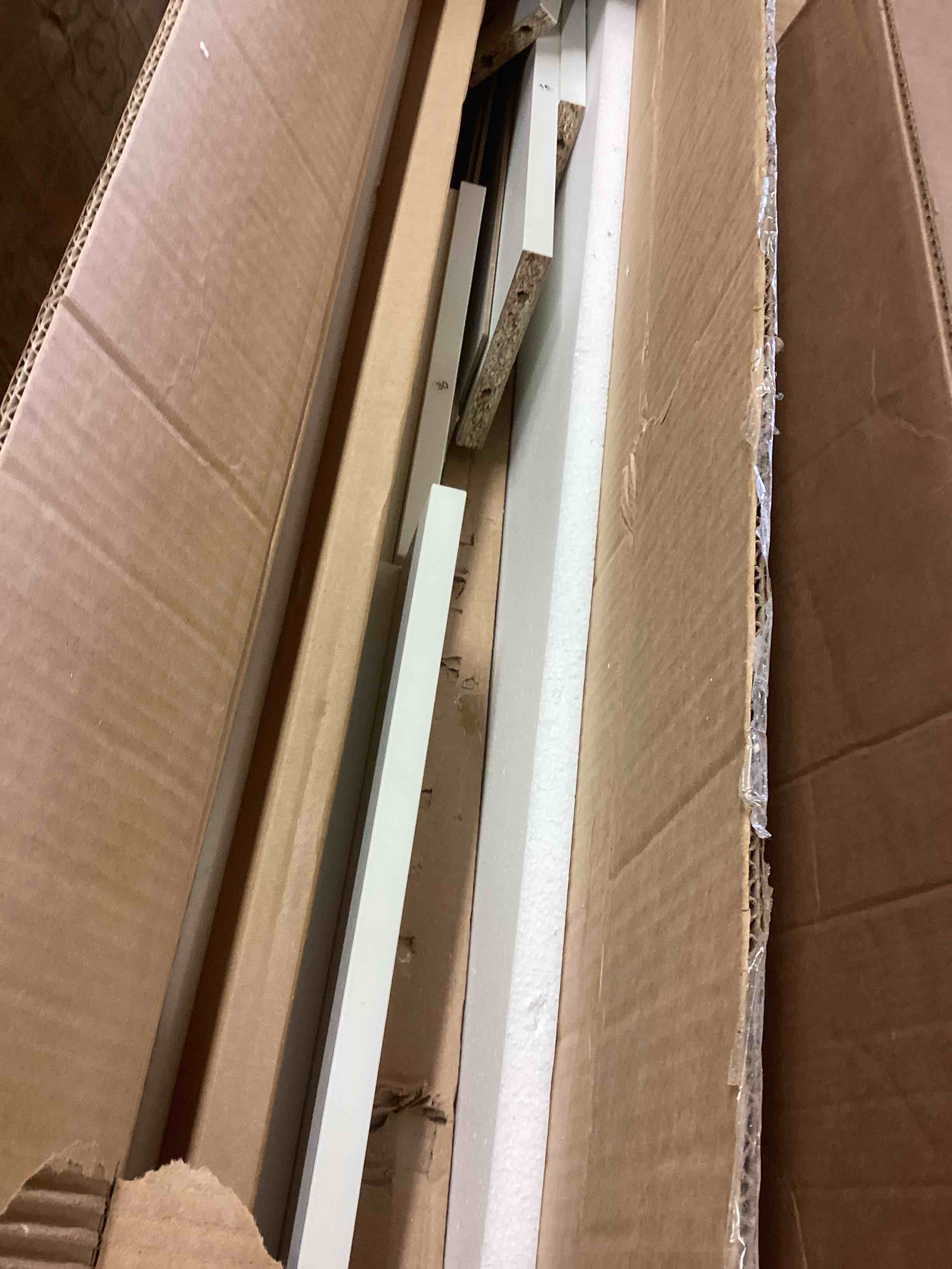 Condition photo showing As Is for yanosaku vanity desk & power outl, makeup vanity with mirror and 12 led lights, makeup table with 11 drawers, vanity table with chair,set 3 lighting modes brightness adjustable-(white) (box 1 of 2 only) 