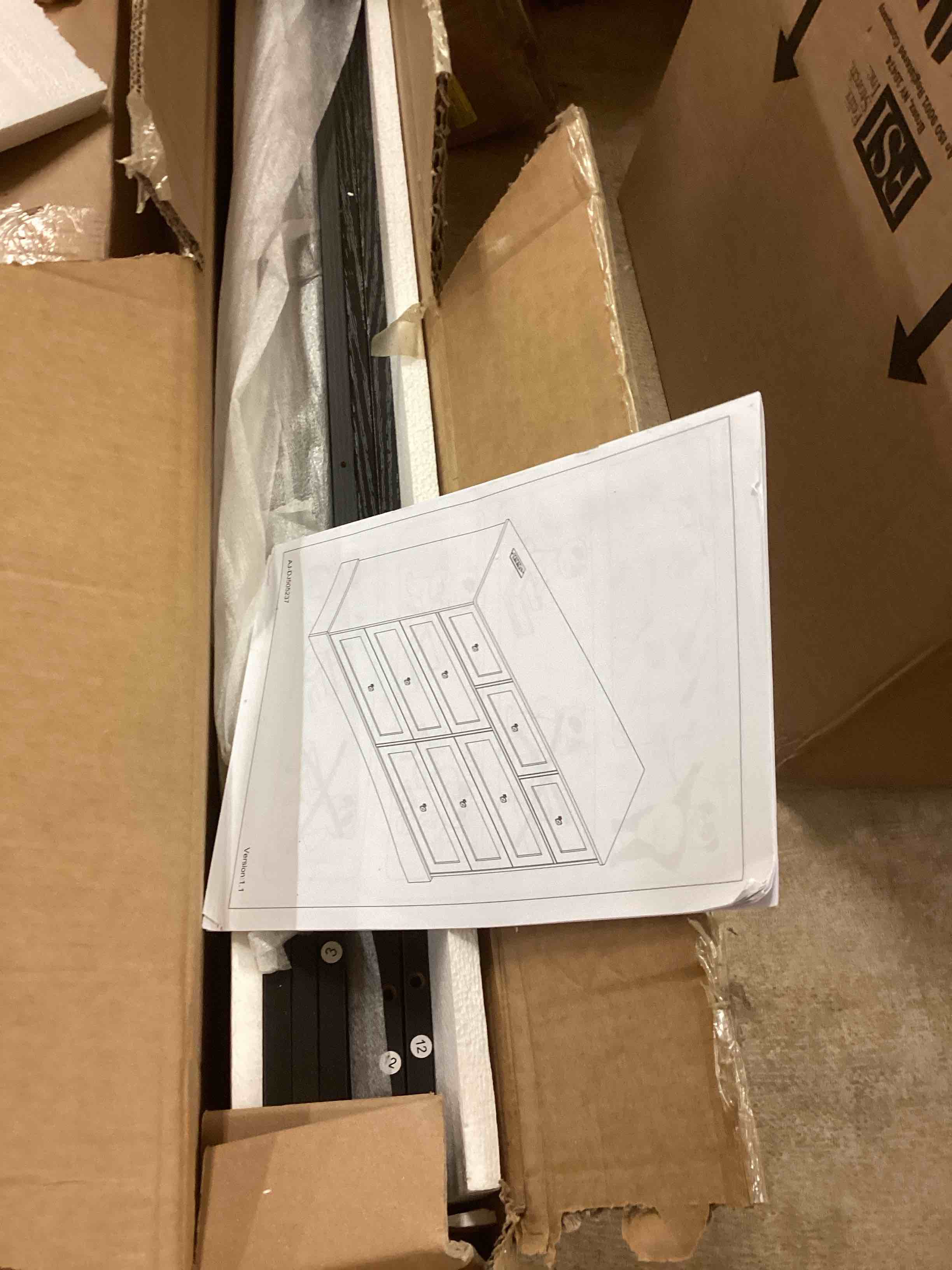Condition photo showing Good Condition for better homes & gardens canton 9 drawer dresser, textured white and light honey( black color ) (box b only) 